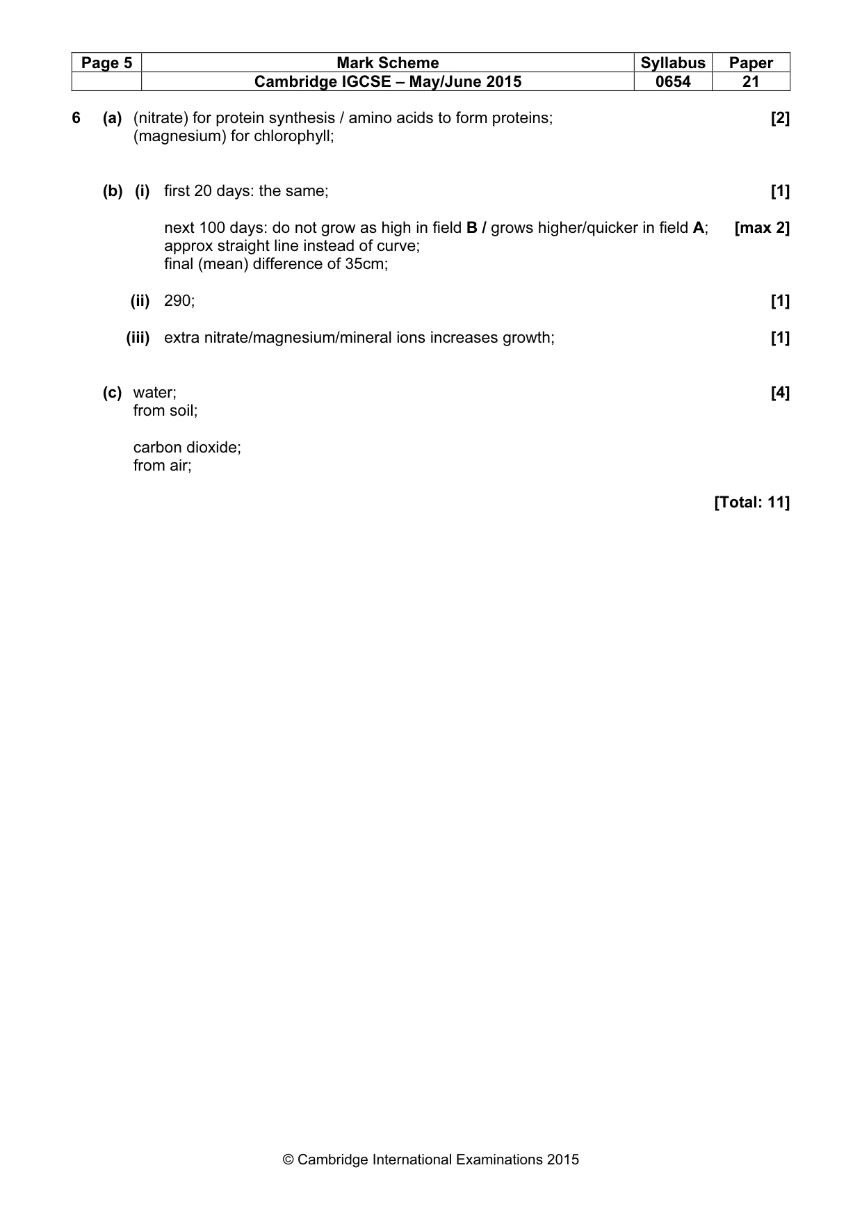 Mark scheme, page 5 of 9