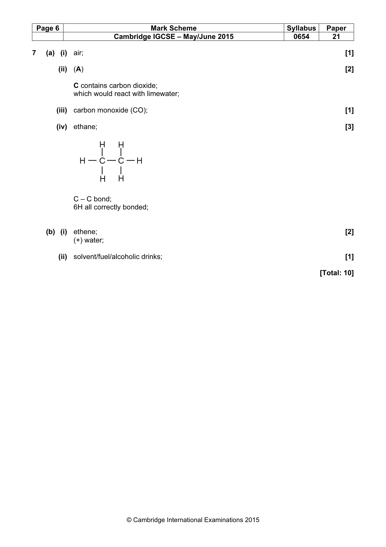 Mark scheme, page 6 of 9
