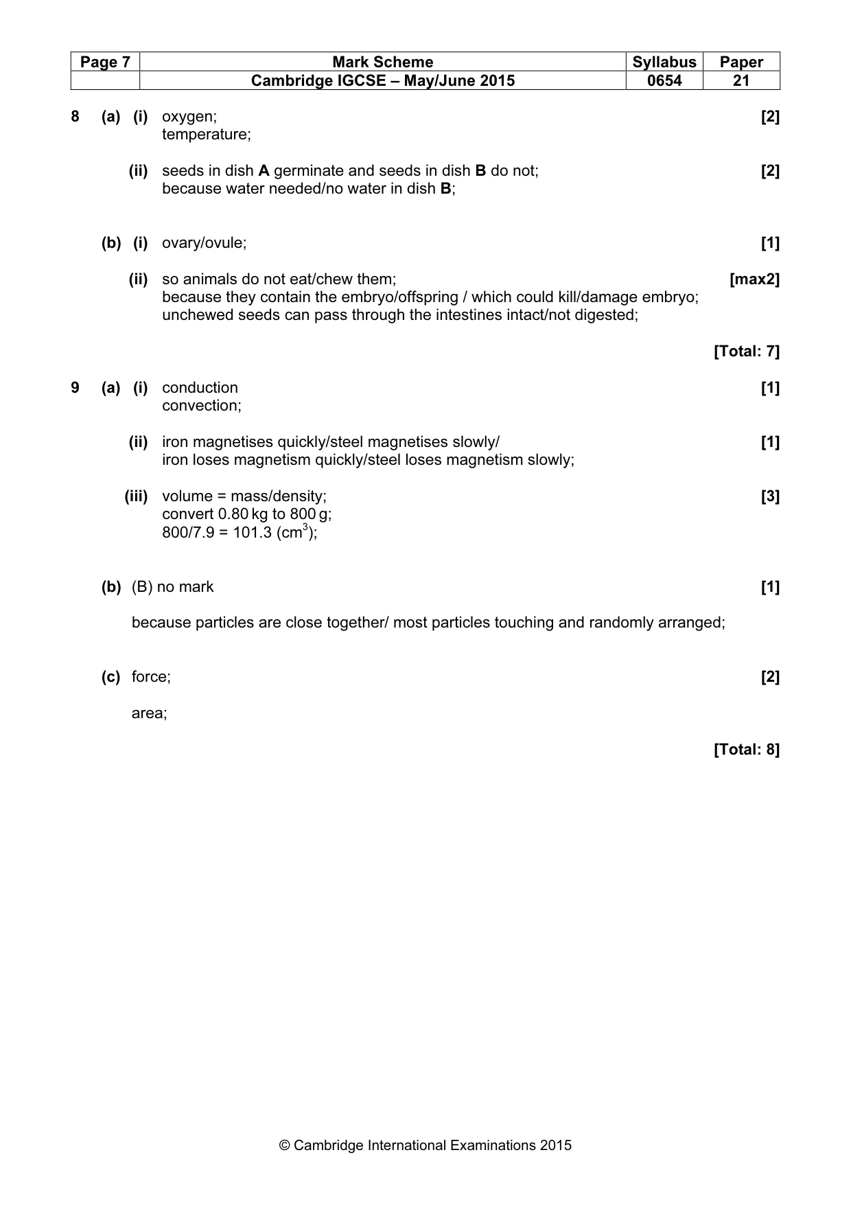 Mark scheme, page 7 of 9
