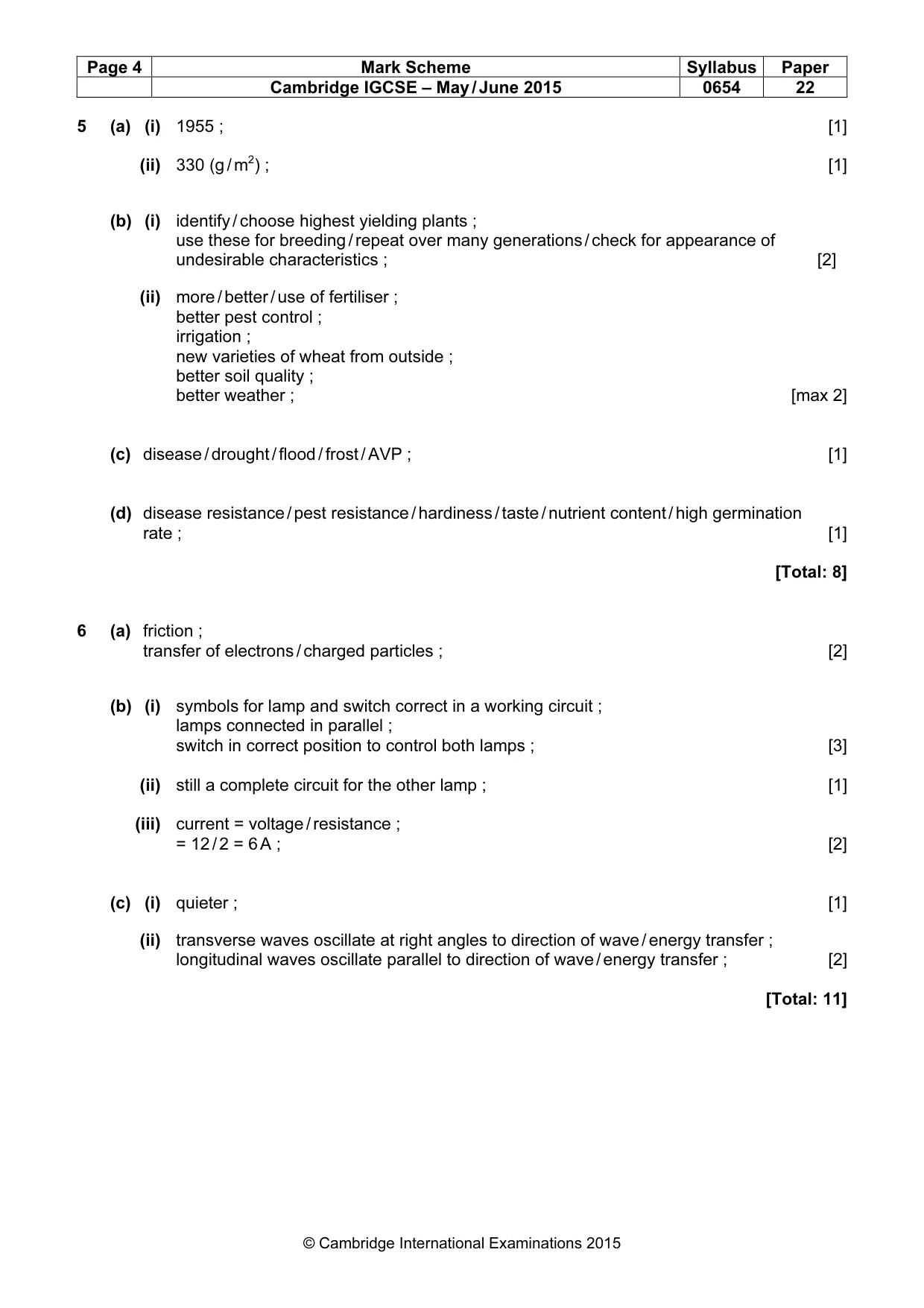 Mark scheme, page 4 of 8