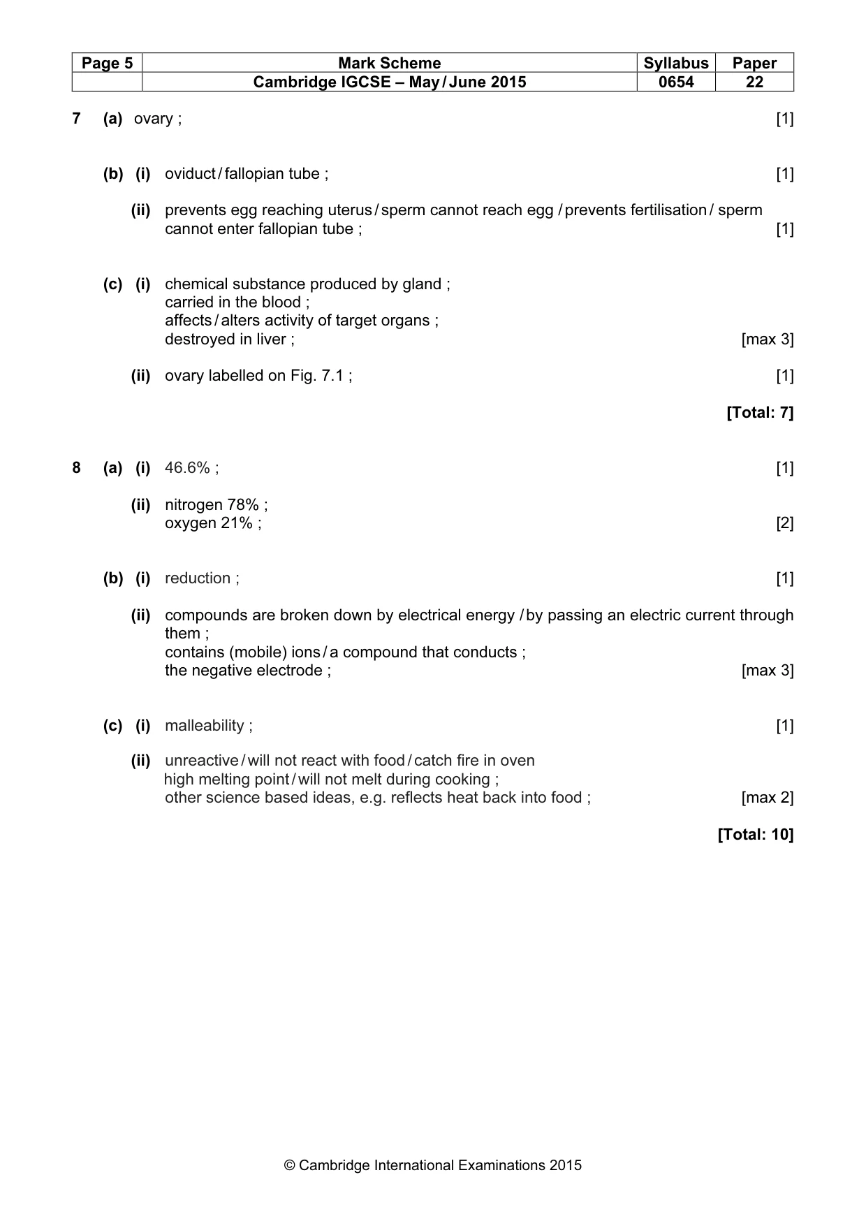 Mark scheme, page 5 of 8