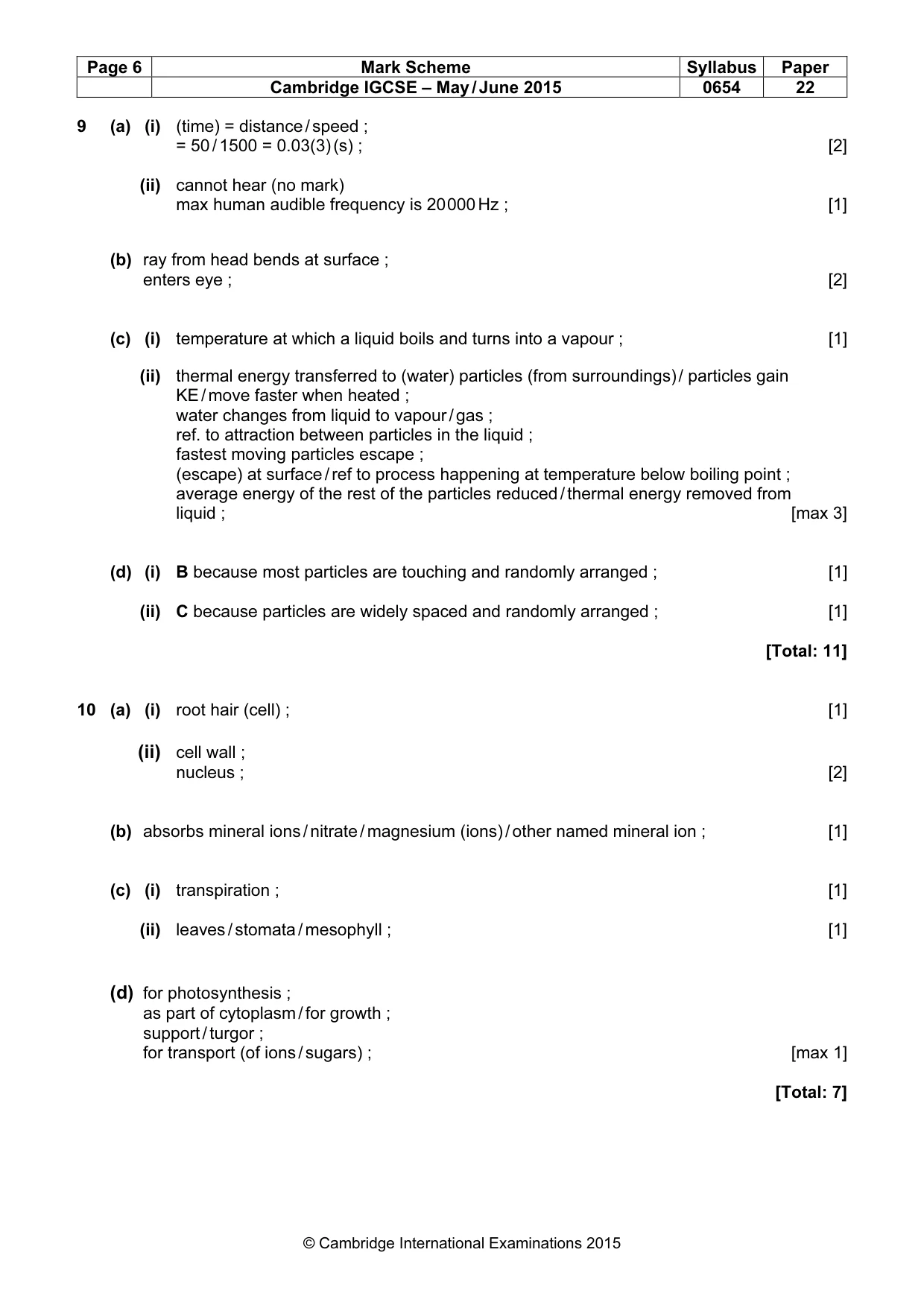 Mark scheme, page 6 of 8