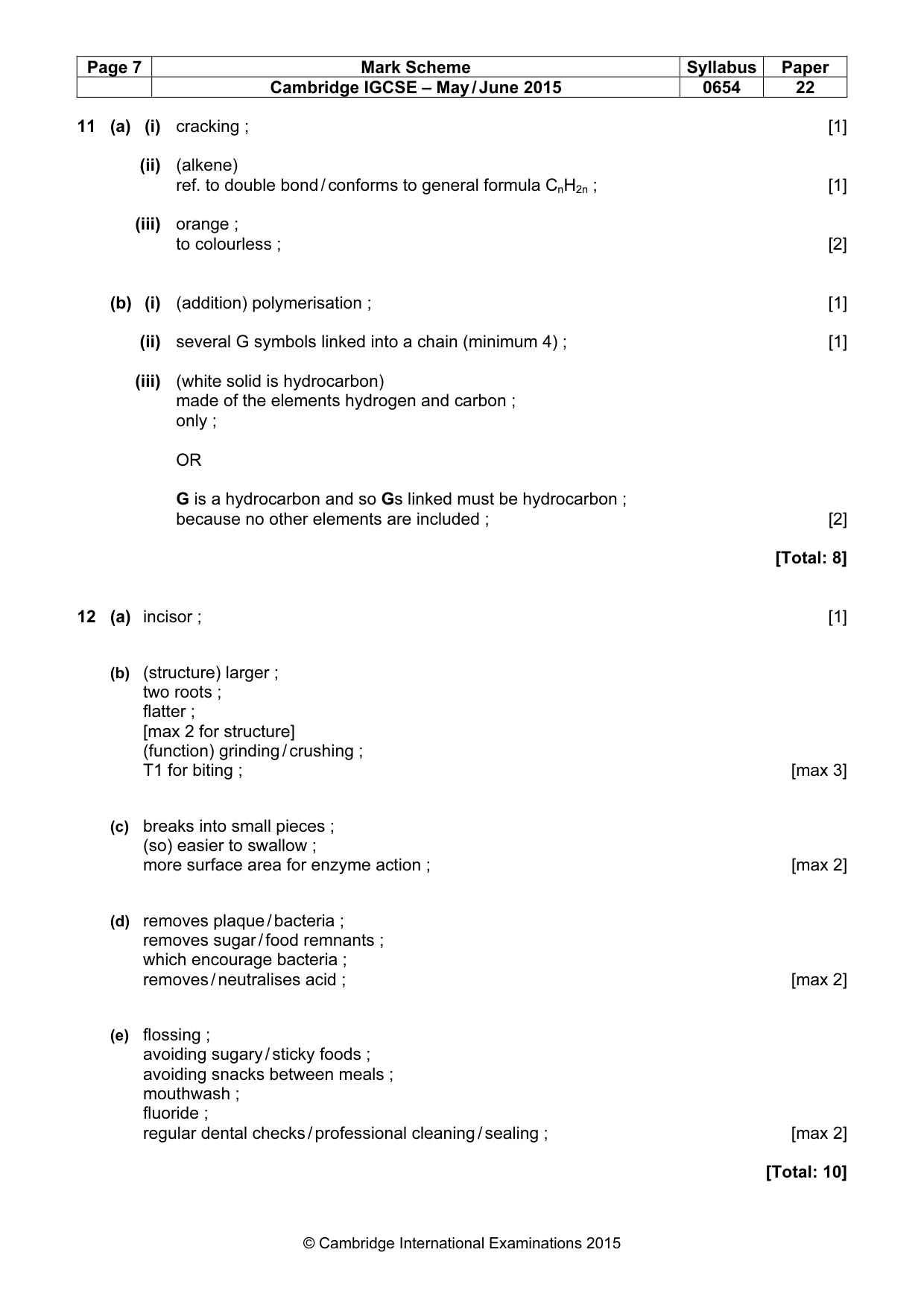 Mark scheme, page 7 of 8