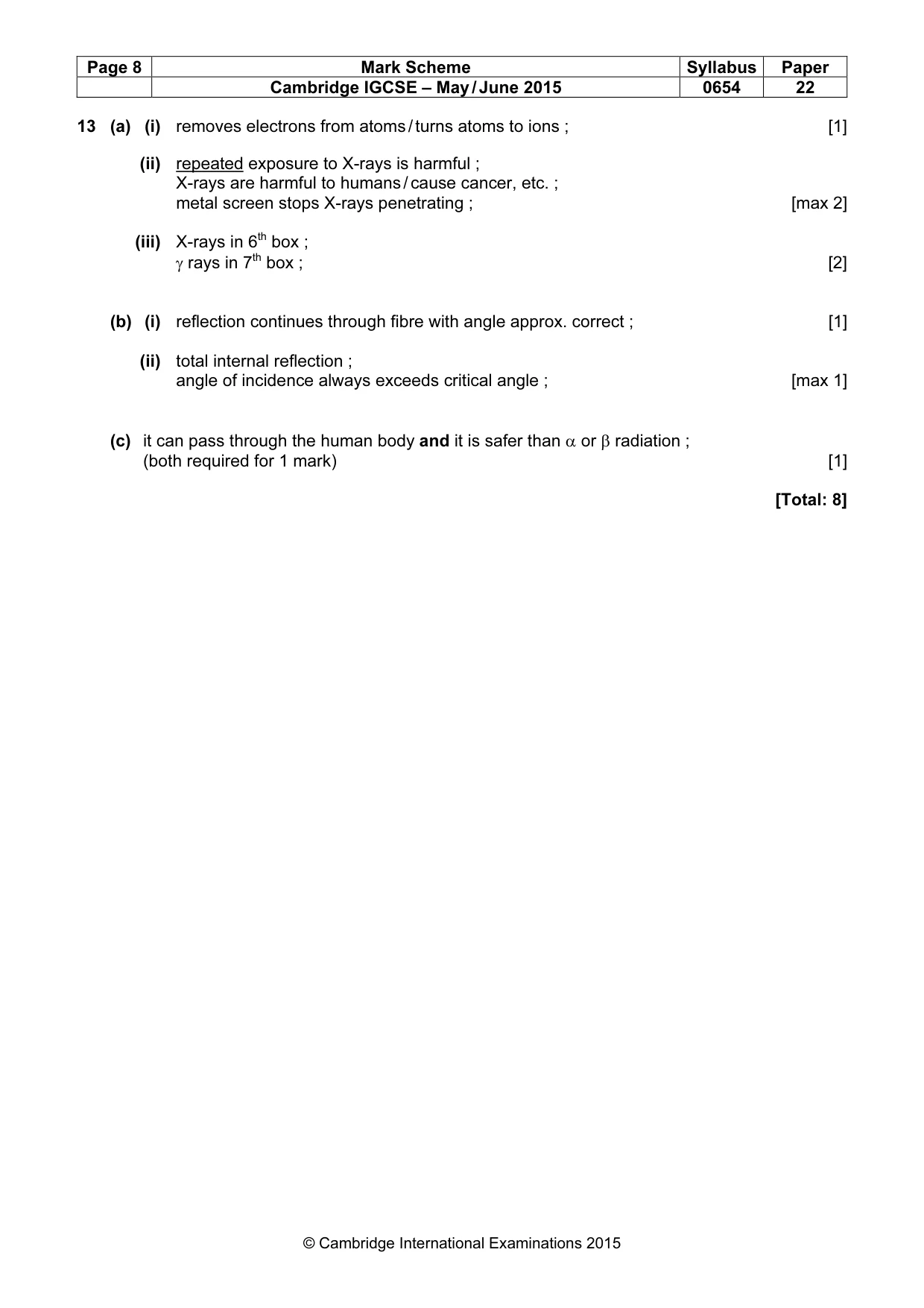 Mark scheme, page 8 of 8