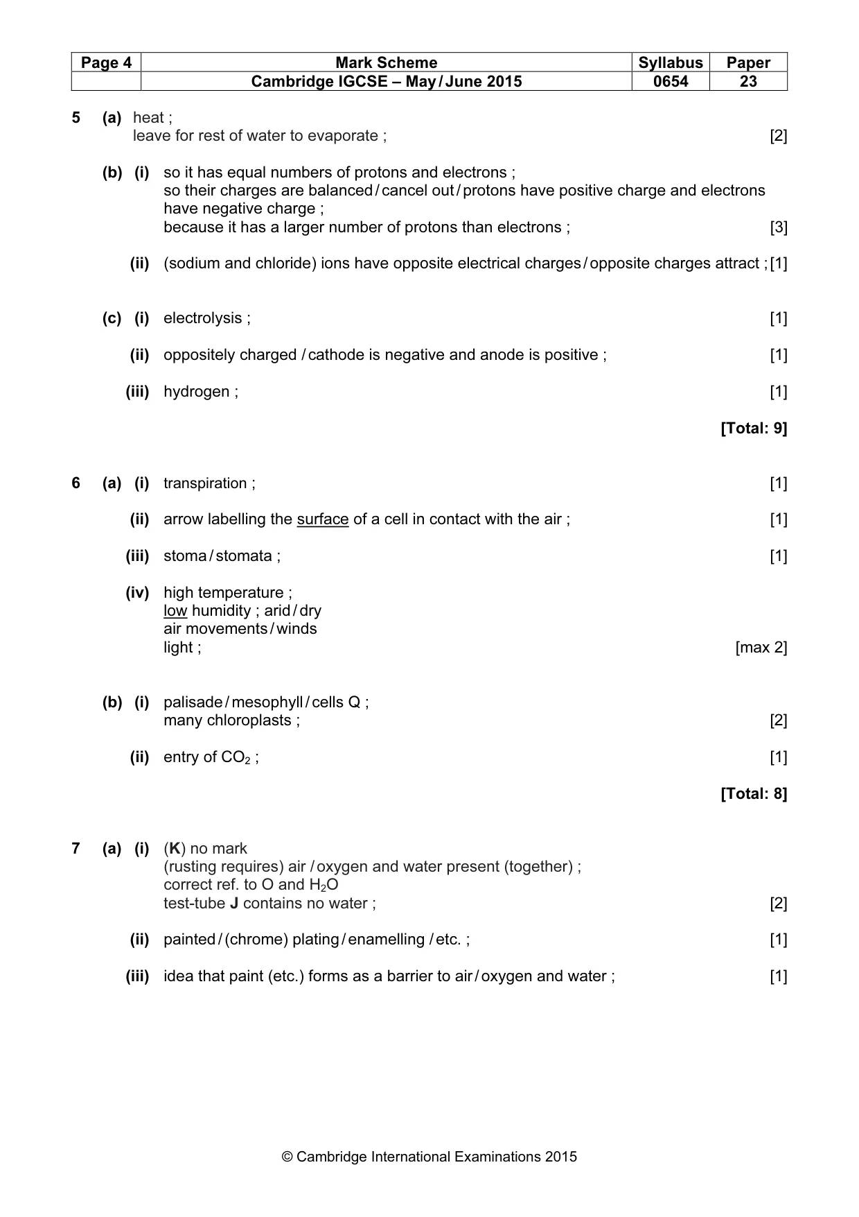 Mark scheme, page 4 of 7