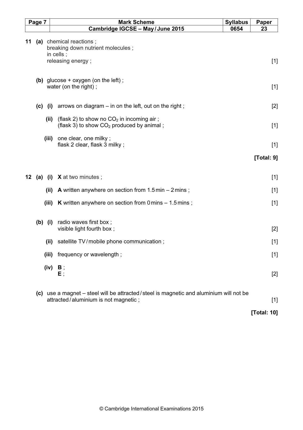Mark scheme, page 7 of 7