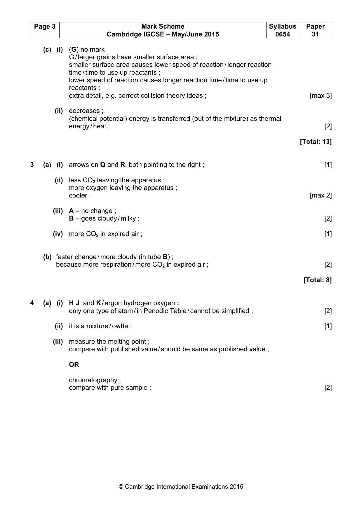 Mark scheme, page 3 of 8