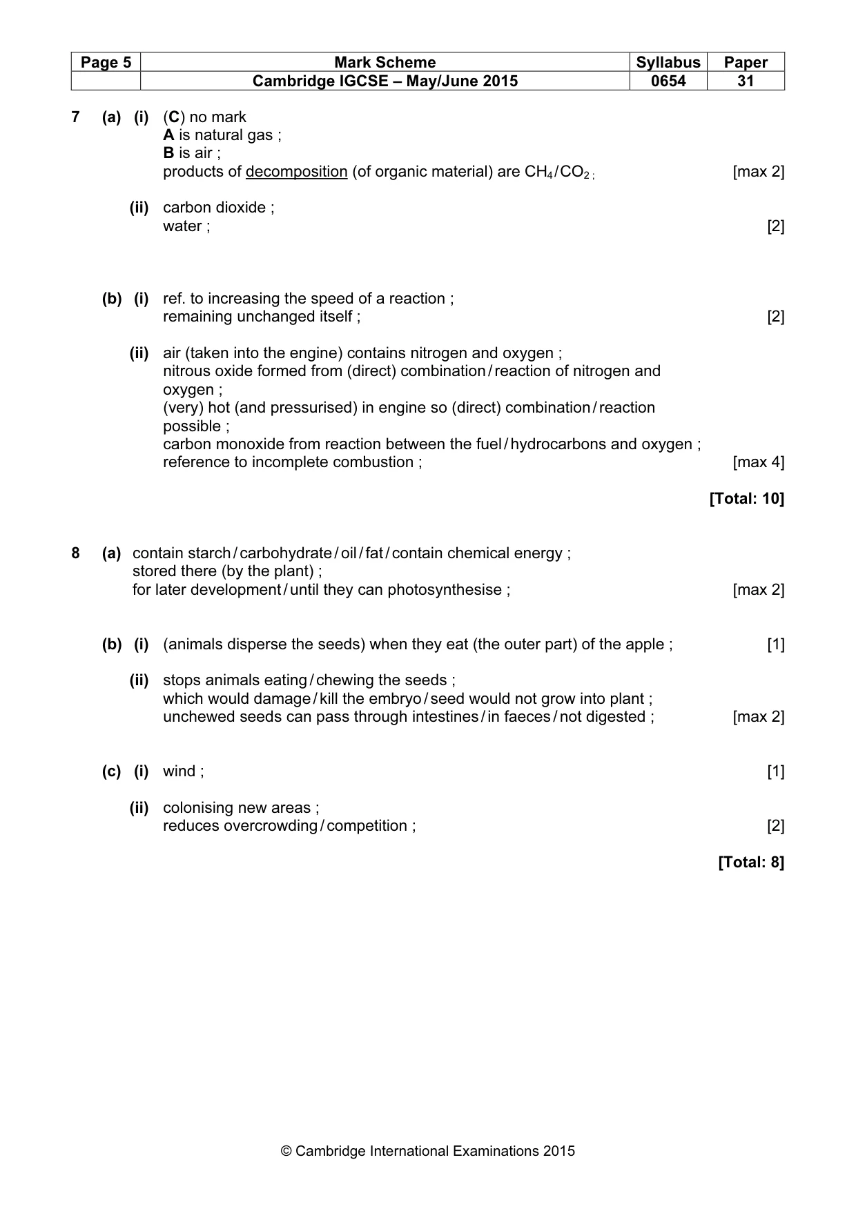 Mark scheme, page 5 of 8