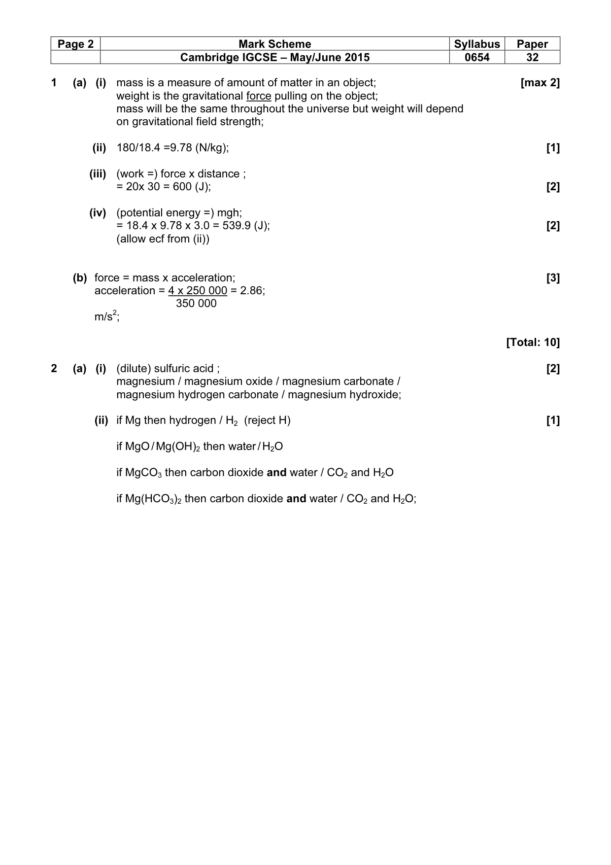 Mark scheme, page 2 of 12