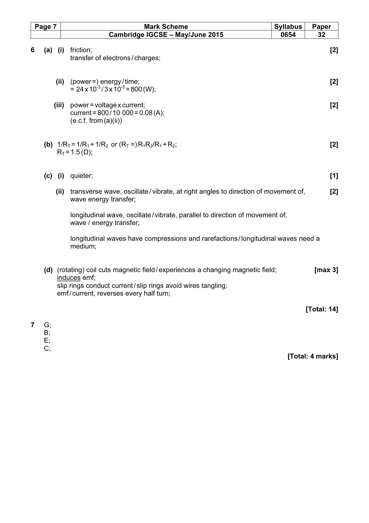 Mark scheme, page 7 of 12
