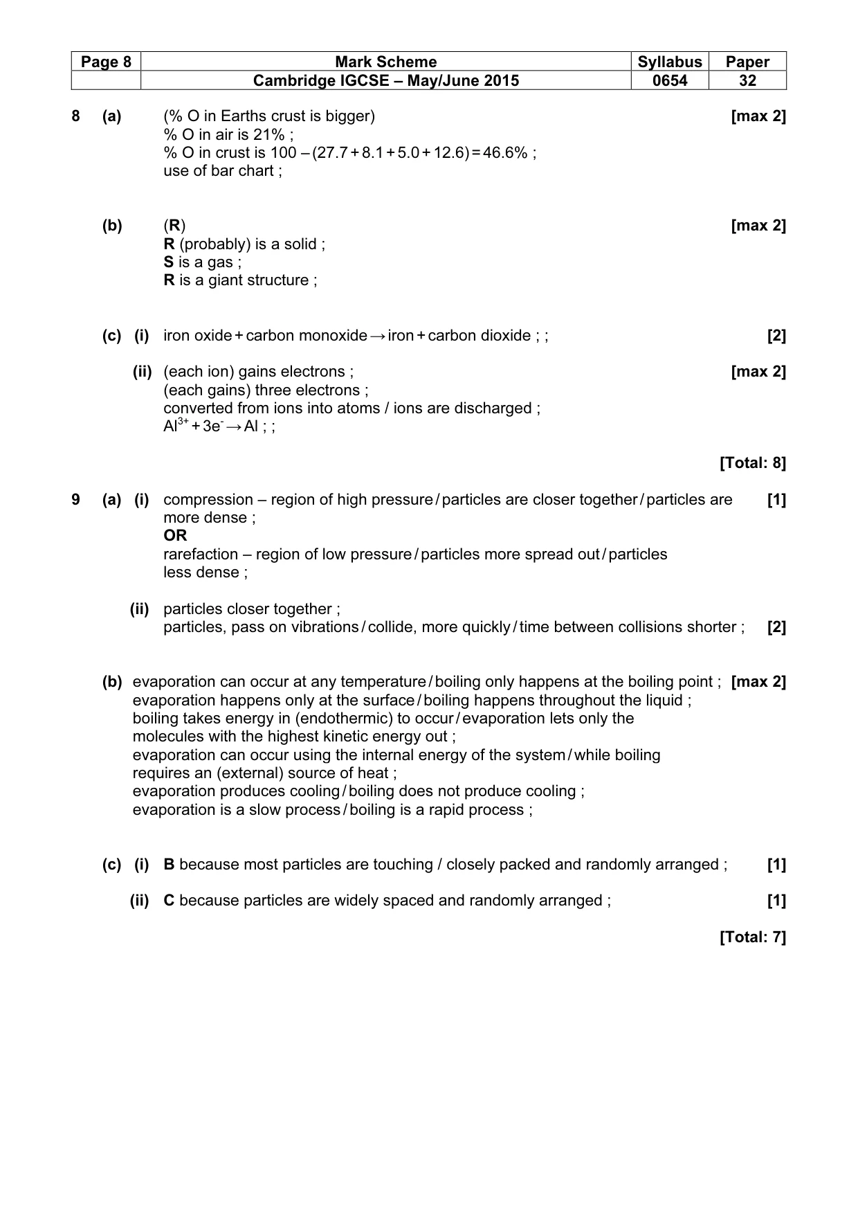 Mark scheme, page 8 of 12
