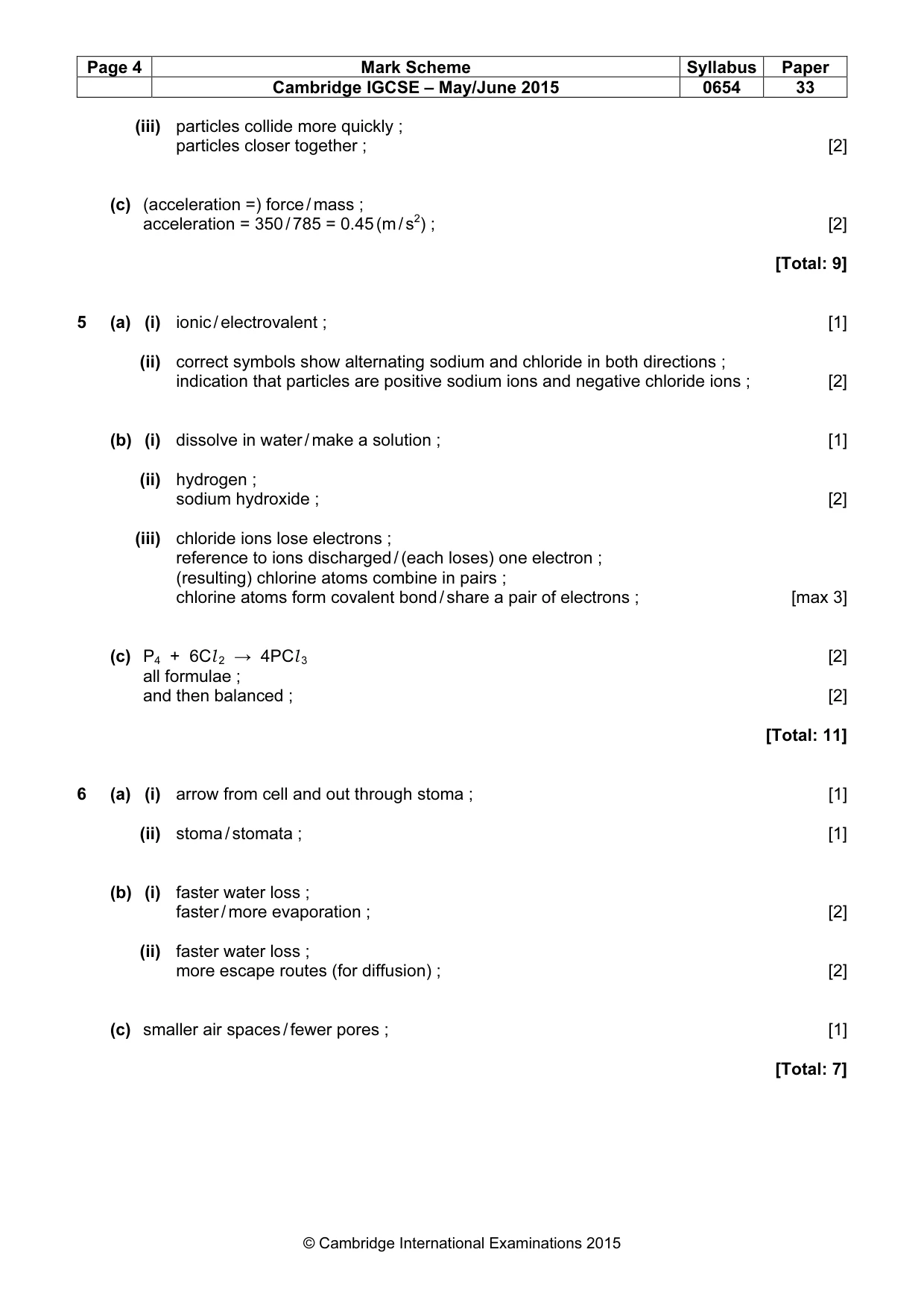 Mark scheme, page 4 of 8