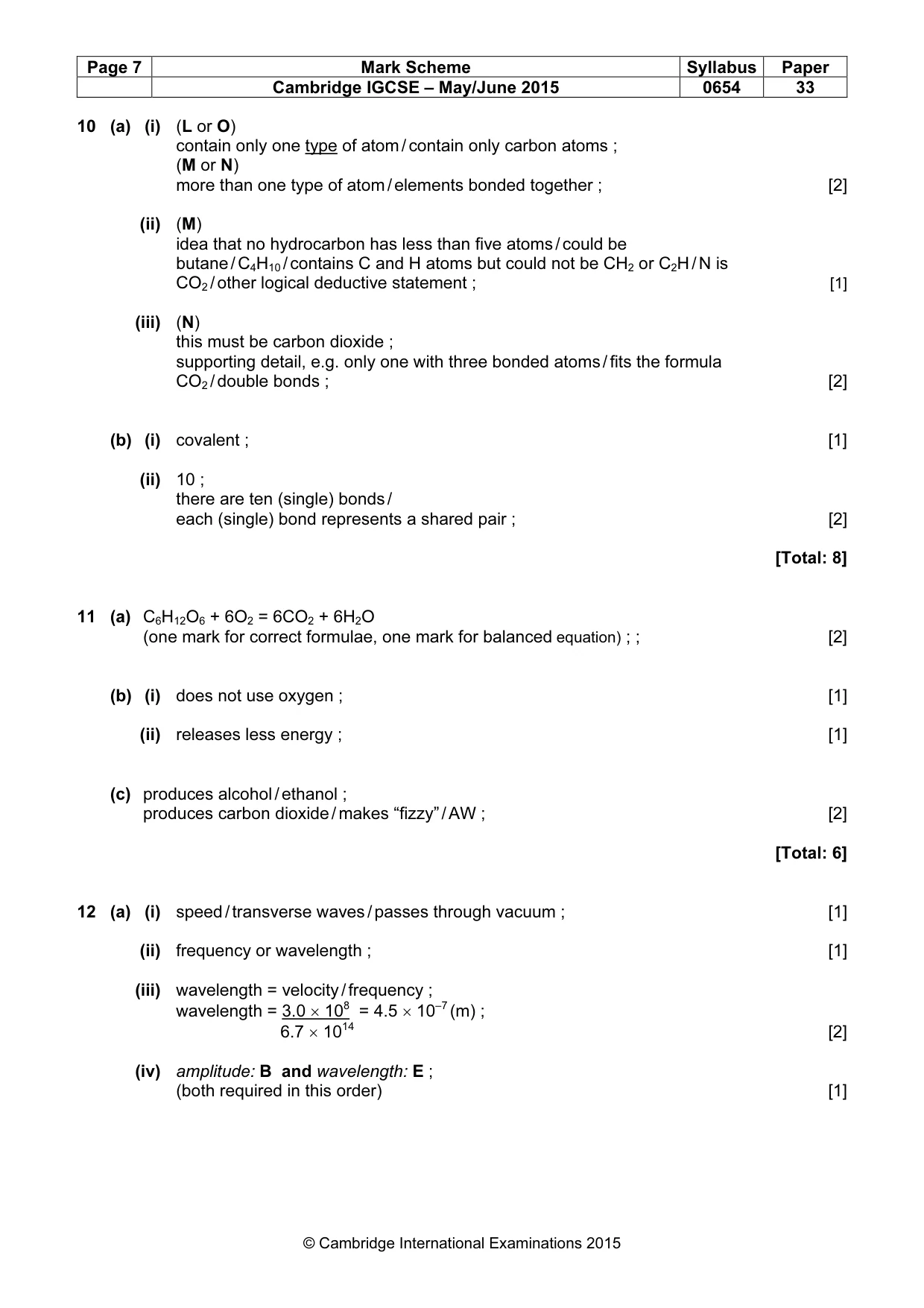 Mark scheme, page 7 of 8
