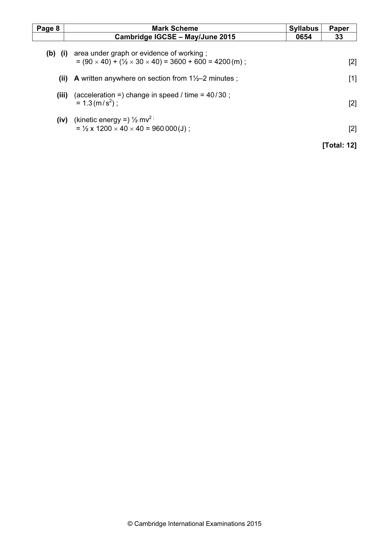 Mark scheme, page 8 of 8