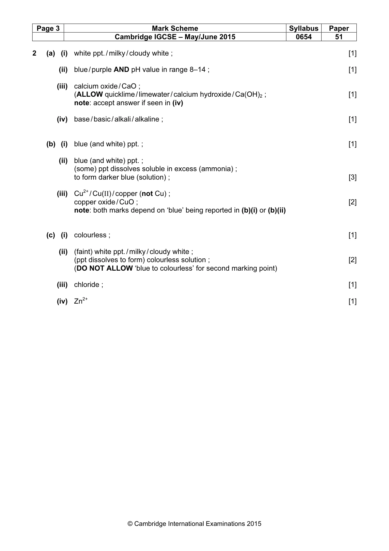 Mark scheme, page 3 of 4