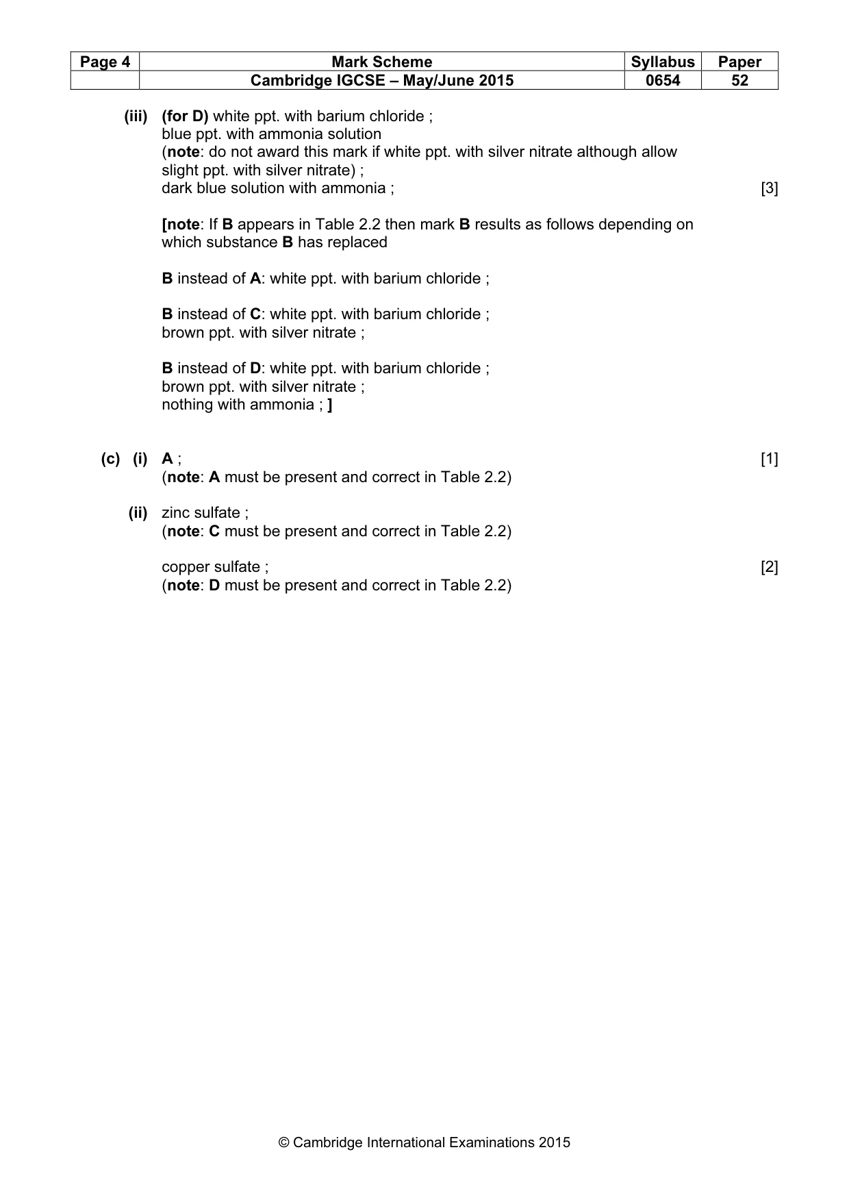 Mark scheme, page 4 of 5