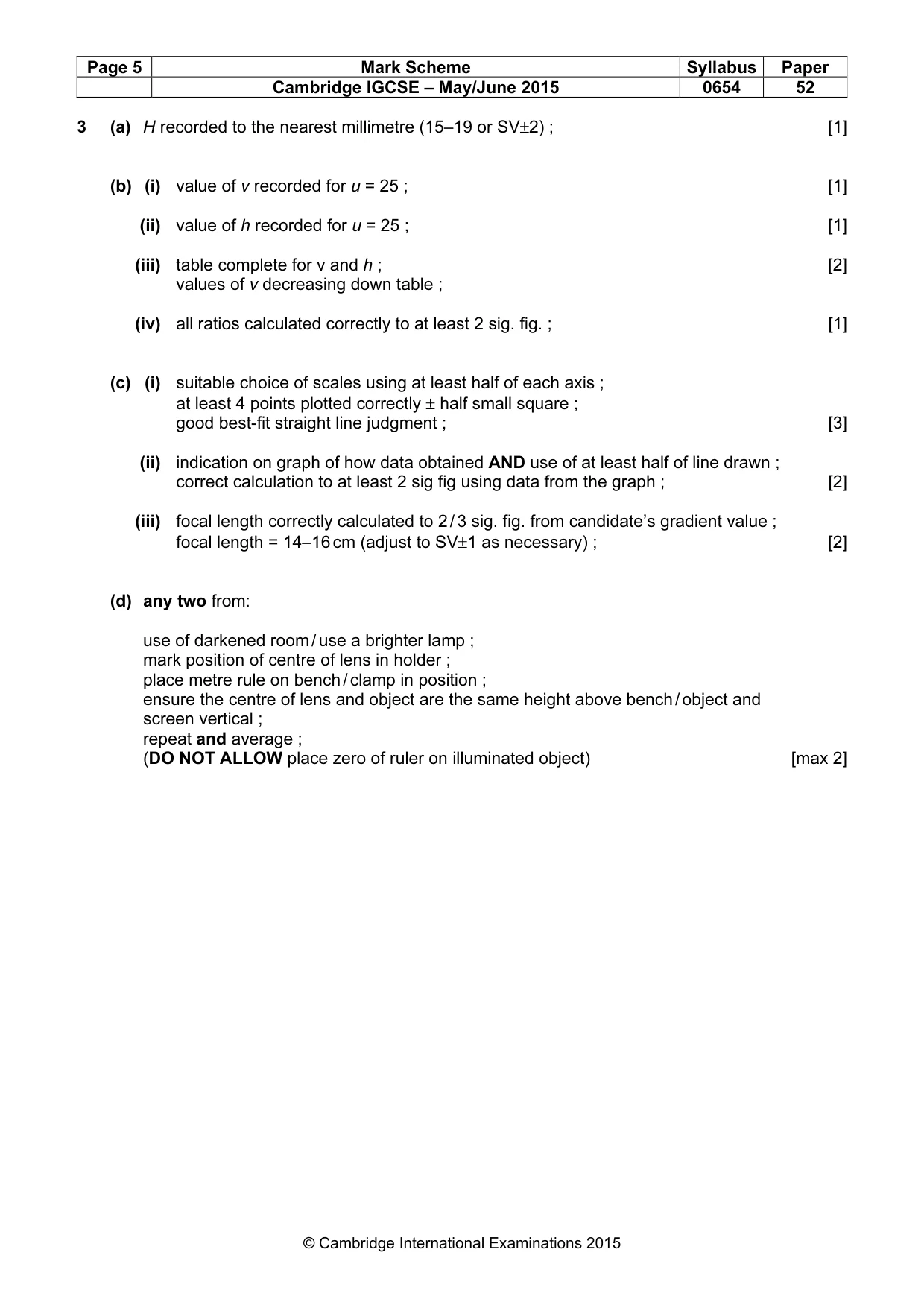 Mark scheme, page 5 of 5