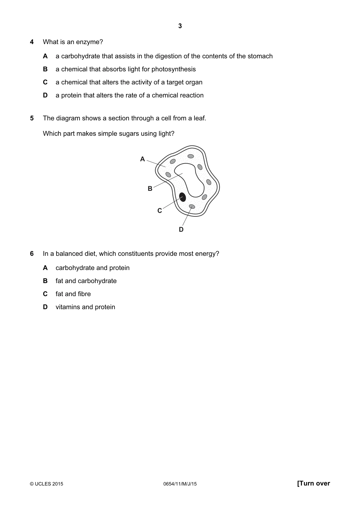 Cambridge IGCSE Sciences - Co-ordinated (Double) 0654 2015 May/June Paper 1 · Variant 1 question paper, page 3 of 20
