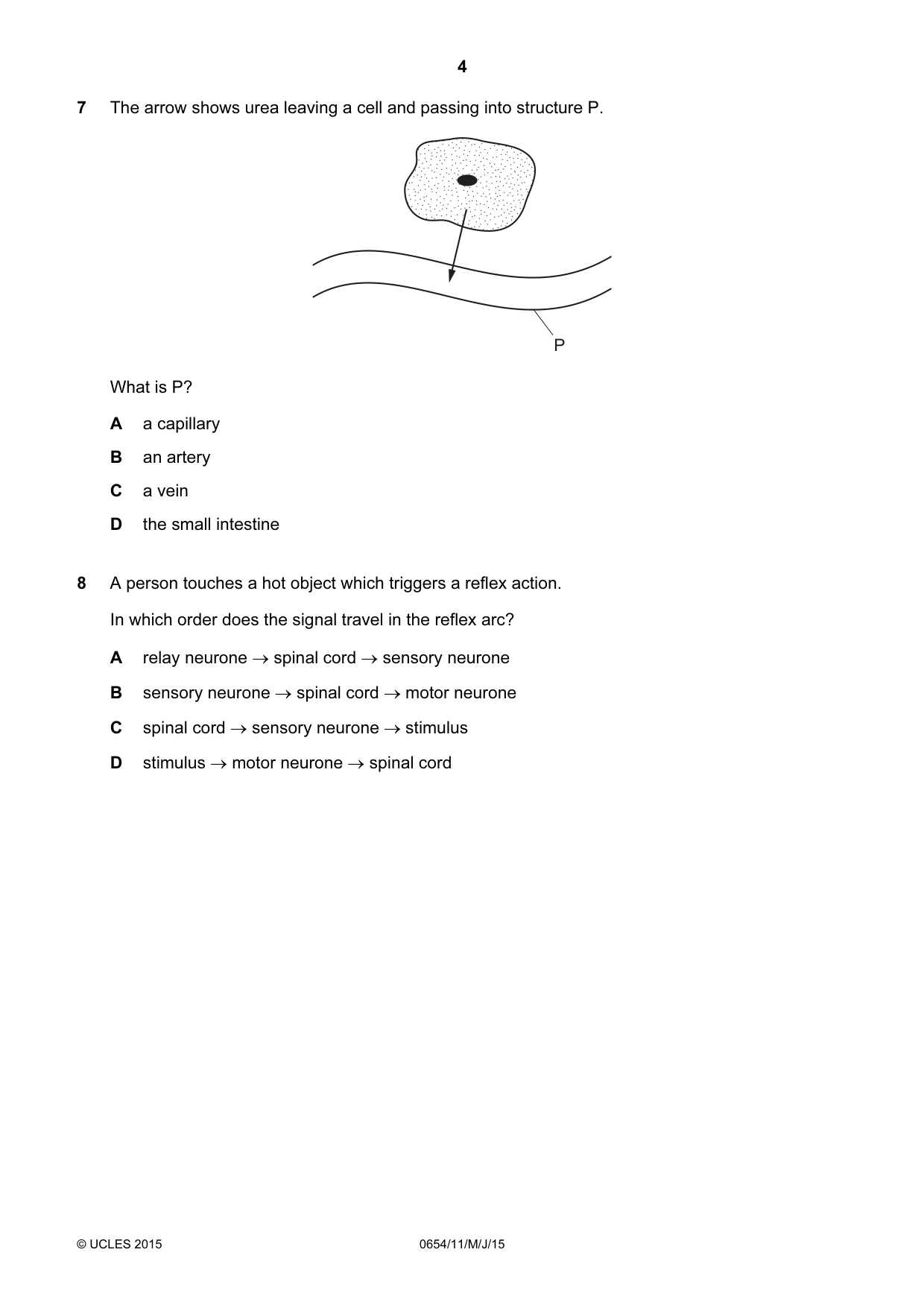 Cambridge IGCSE Sciences - Co-ordinated (Double) 0654 2015 May/June Paper 1 · Variant 1 question paper, page 4 of 20