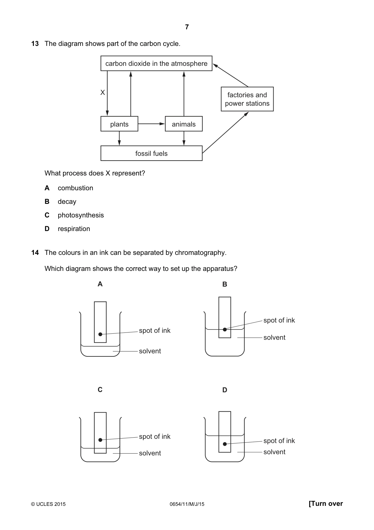Cambridge IGCSE Sciences - Co-ordinated (Double) 0654 2015 May/June Paper 1 · Variant 1 question paper, page 7 of 20