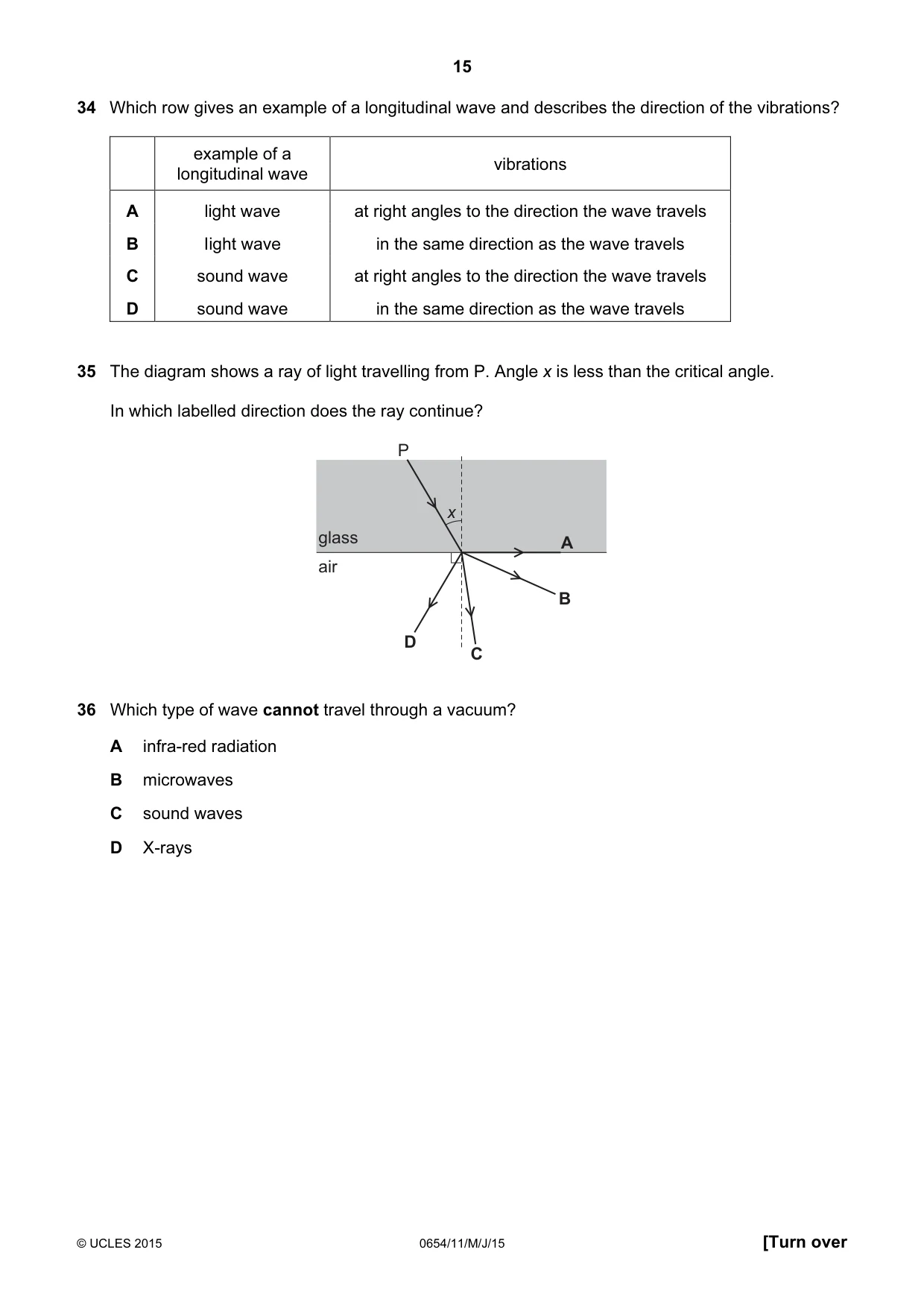 Cambridge IGCSE Sciences - Co-ordinated (Double) 0654 2015 May/June Paper 1 · Variant 1 question paper, page 15 of 20