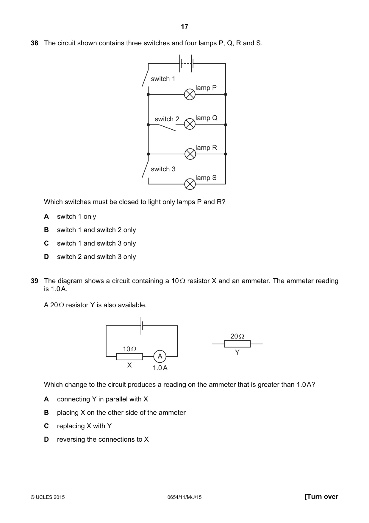 Cambridge IGCSE Sciences - Co-ordinated (Double) 0654 2015 May/June Paper 1 · Variant 1 question paper, page 17 of 20