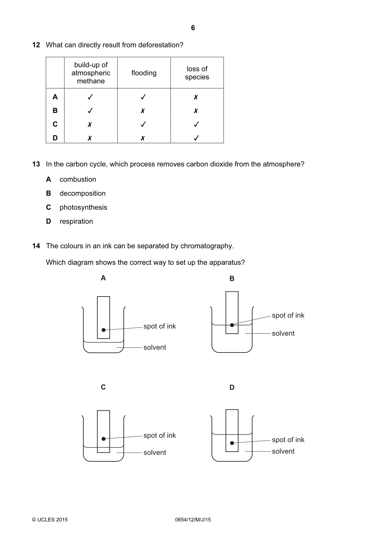 Cambridge IGCSE Sciences - Co-ordinated (Double) 0654 2015 May/June Paper 1 · Variant 2 question paper, page 6 of 20