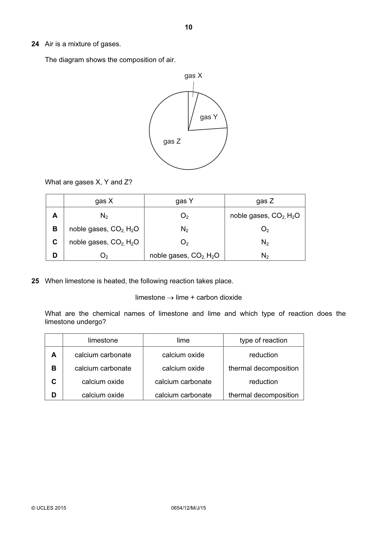 Cambridge IGCSE Sciences - Co-ordinated (Double) 0654 2015 May/June Paper 1 · Variant 2 question paper, page 10 of 20