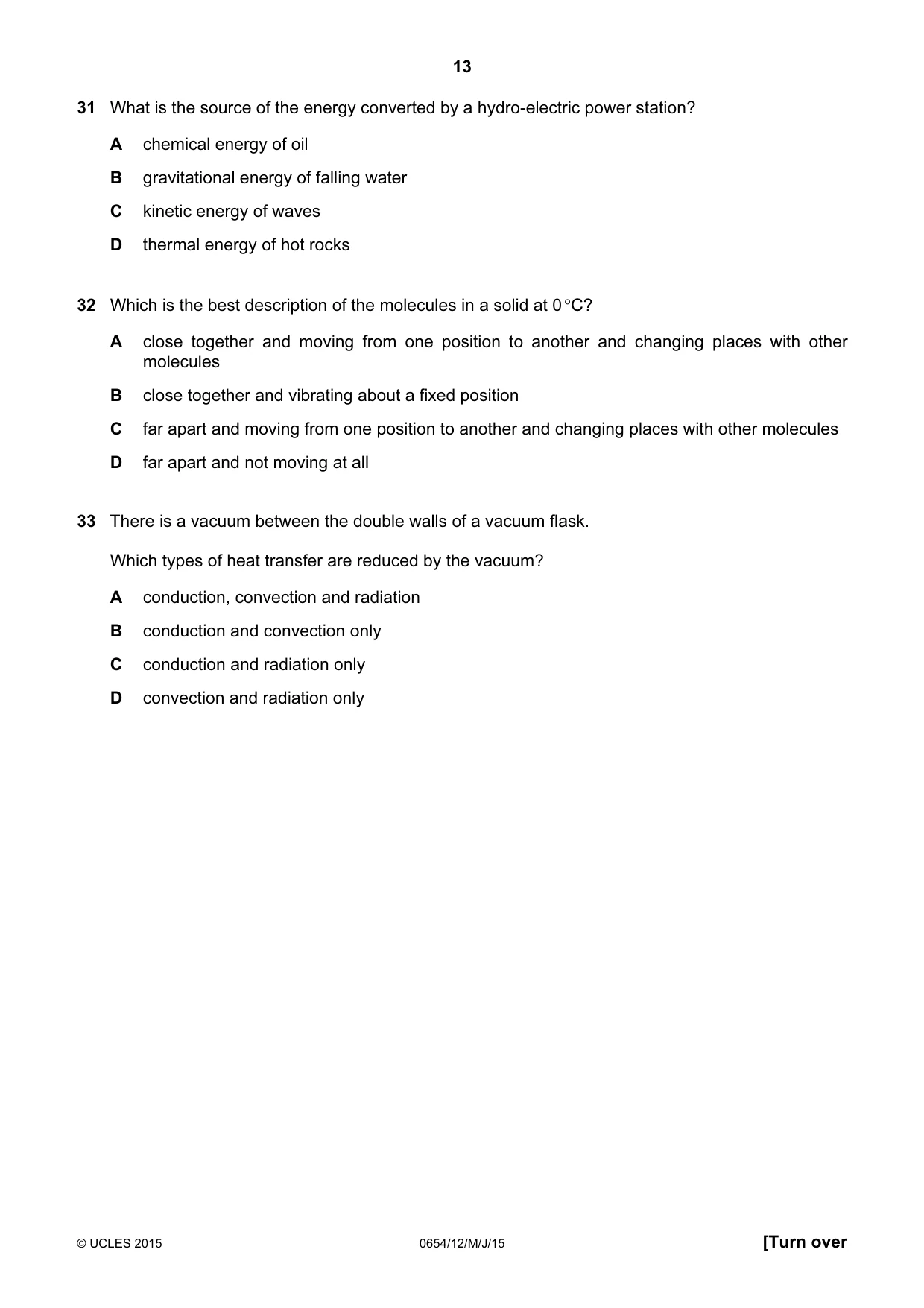 Cambridge IGCSE Sciences - Co-ordinated (Double) 0654 2015 May/June Paper 1 · Variant 2 question paper, page 13 of 20