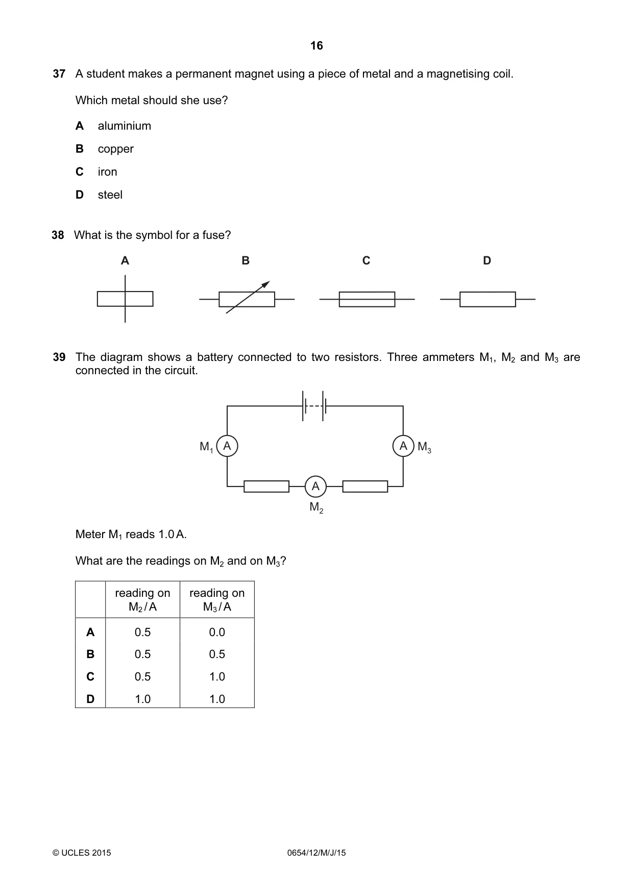 Cambridge IGCSE Sciences - Co-ordinated (Double) 0654 2015 May/June Paper 1 · Variant 2 question paper, page 16 of 20