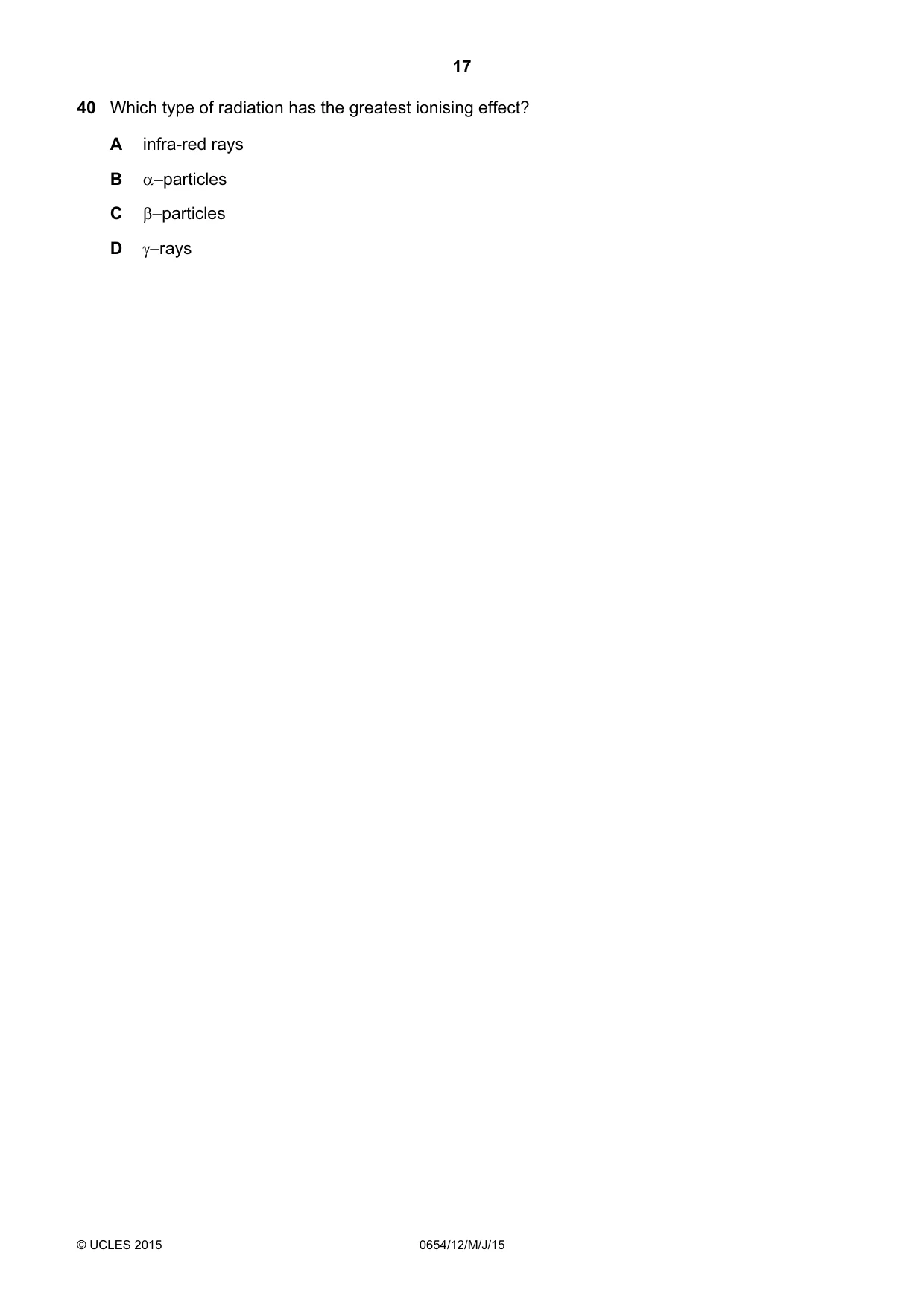 Cambridge IGCSE Sciences - Co-ordinated (Double) 0654 2015 May/June Paper 1 · Variant 2 question paper, page 17 of 20