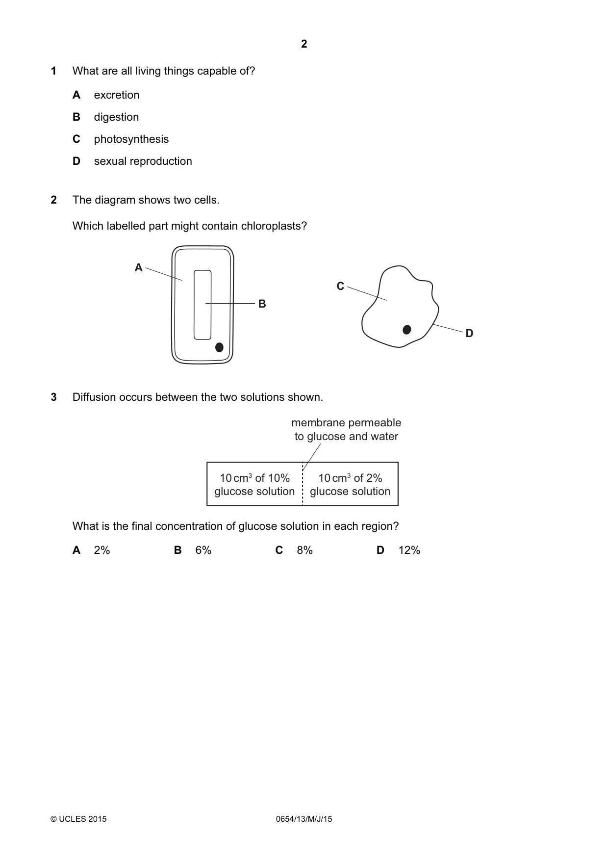 Cambridge IGCSE Sciences - Co-ordinated (Double) 0654 2015 May/June Paper 1 · Variant 3 question paper, page 2 of 16