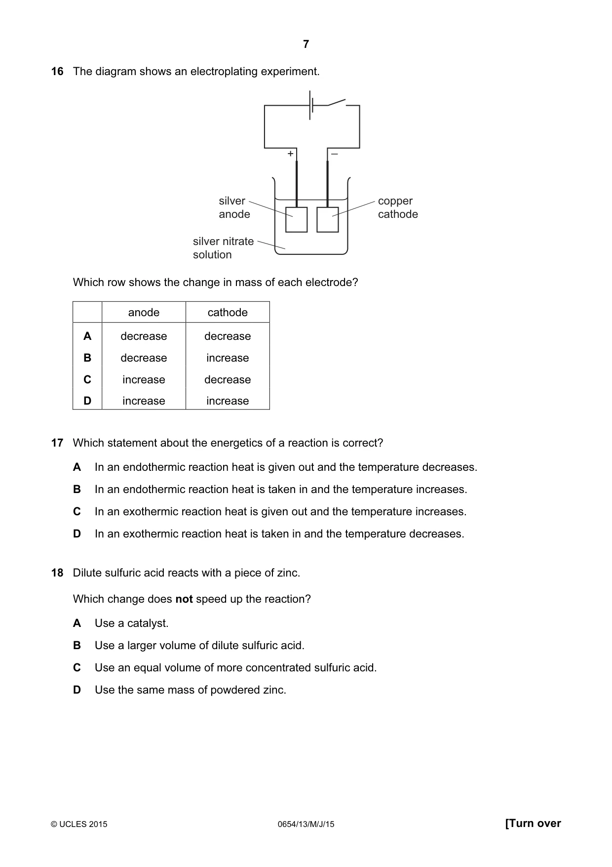 Cambridge IGCSE Sciences - Co-ordinated (Double) 0654 2015 May/June Paper 1 · Variant 3 question paper, page 7 of 16