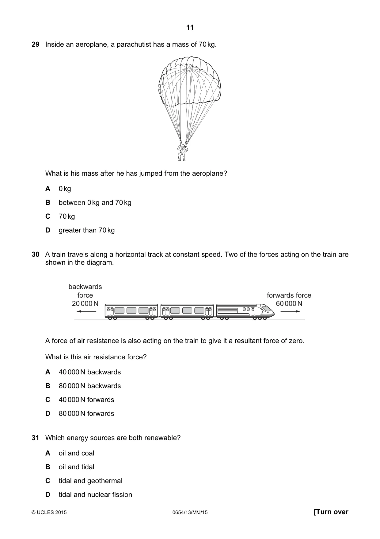 Cambridge IGCSE Sciences - Co-ordinated (Double) 0654 2015 May/June Paper 1 · Variant 3 question paper, page 11 of 16