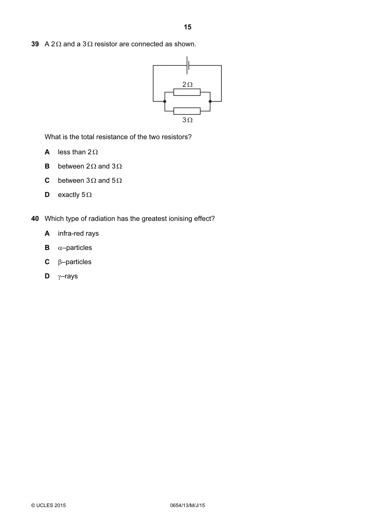 Cambridge IGCSE Sciences - Co-ordinated (Double) 0654 2015 May/June Paper 1 · Variant 3 question paper, page 15 of 16