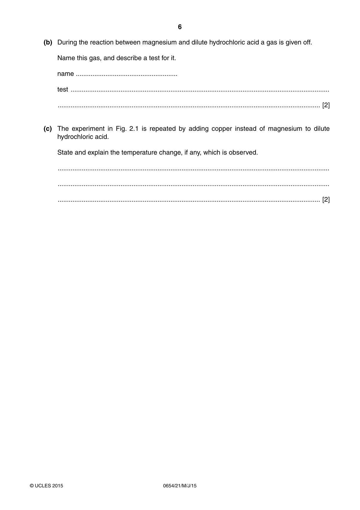 Cambridge IGCSE Sciences - Co-ordinated (Double) 0654 2015 May/June Paper 2 · Variant 1 question paper, page 6 of 32