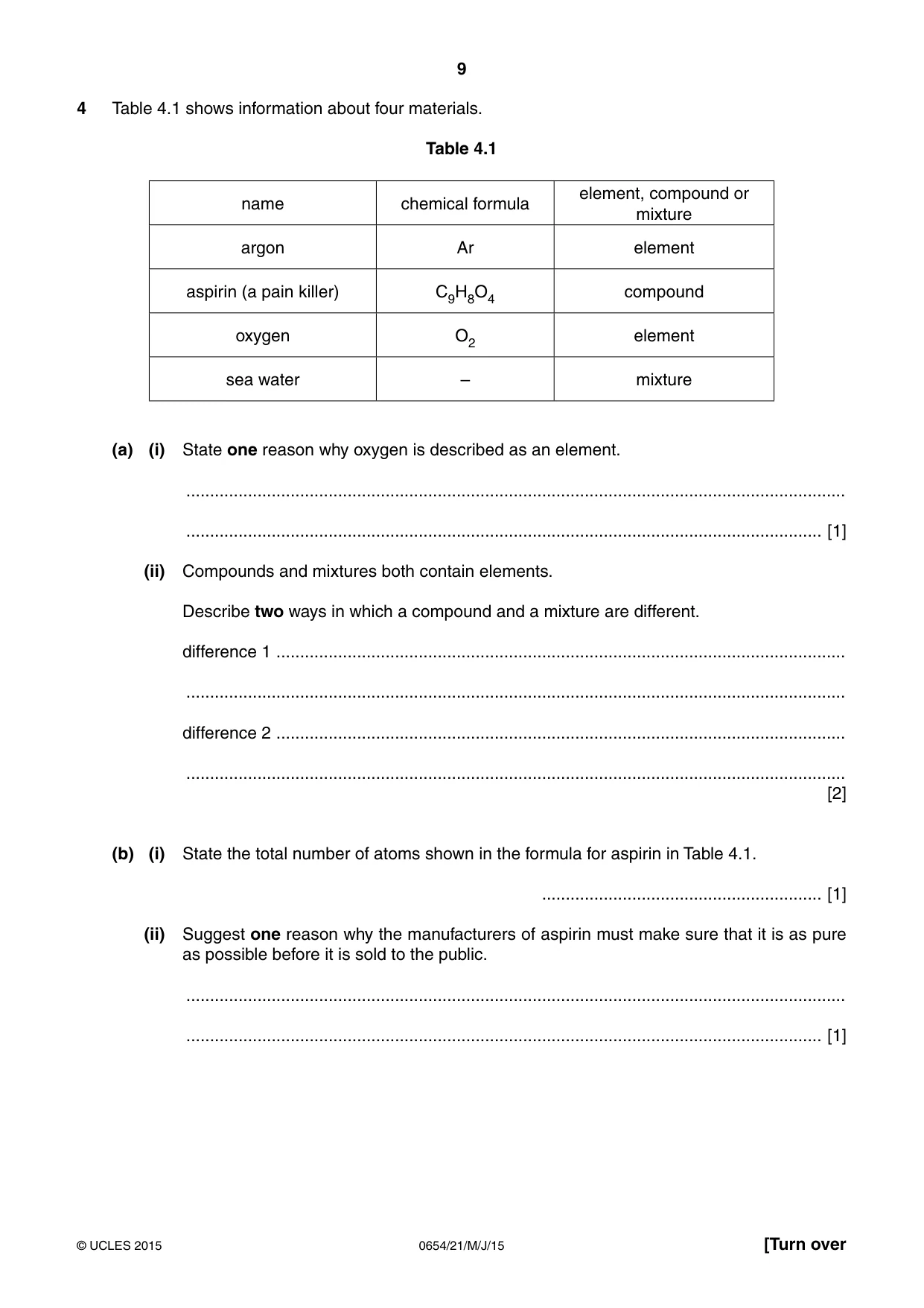 Cambridge IGCSE Sciences - Co-ordinated (Double) 0654 2015 May/June Paper 2 · Variant 1 question paper, page 9 of 32