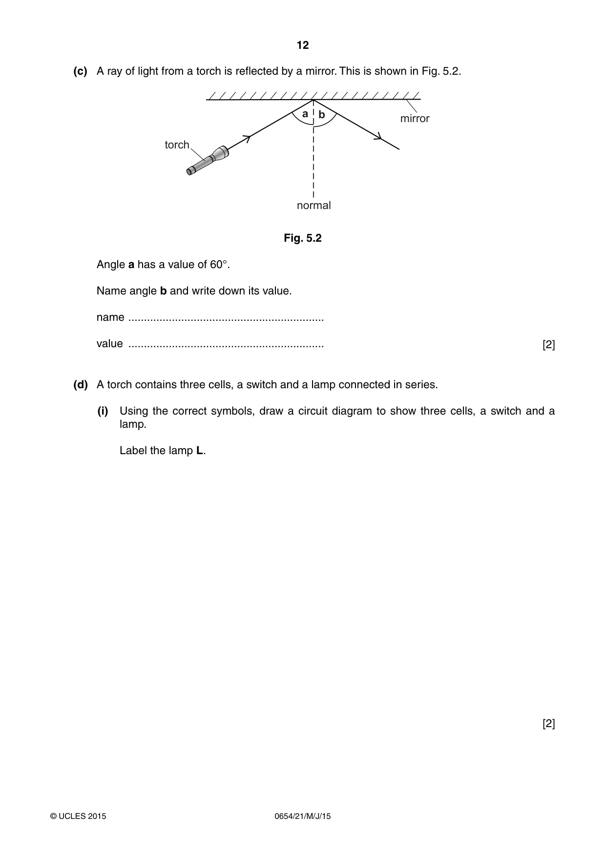 Cambridge IGCSE Sciences - Co-ordinated (Double) 0654 2015 May/June Paper 2 · Variant 1 question paper, page 12 of 32