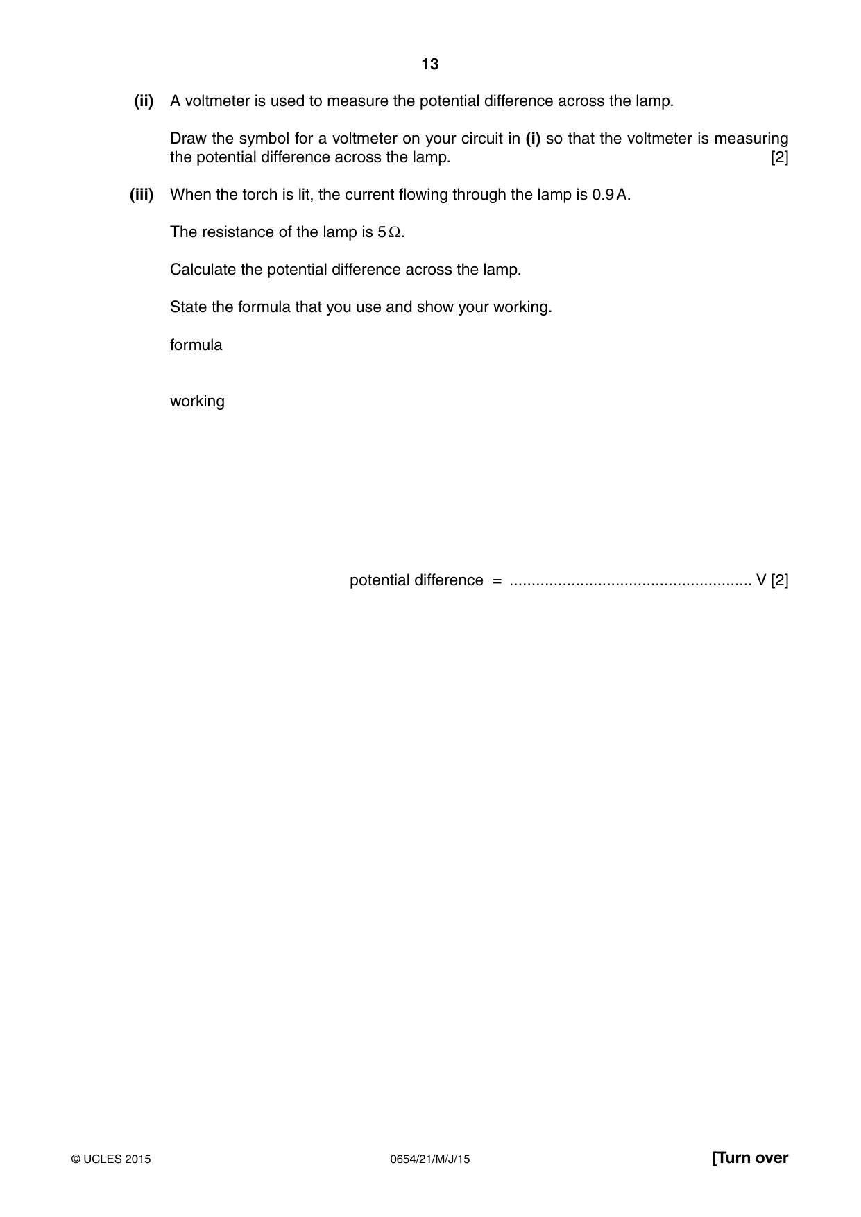 Cambridge IGCSE Sciences - Co-ordinated (Double) 0654 2015 May/June Paper 2 · Variant 1 question paper, page 13 of 32