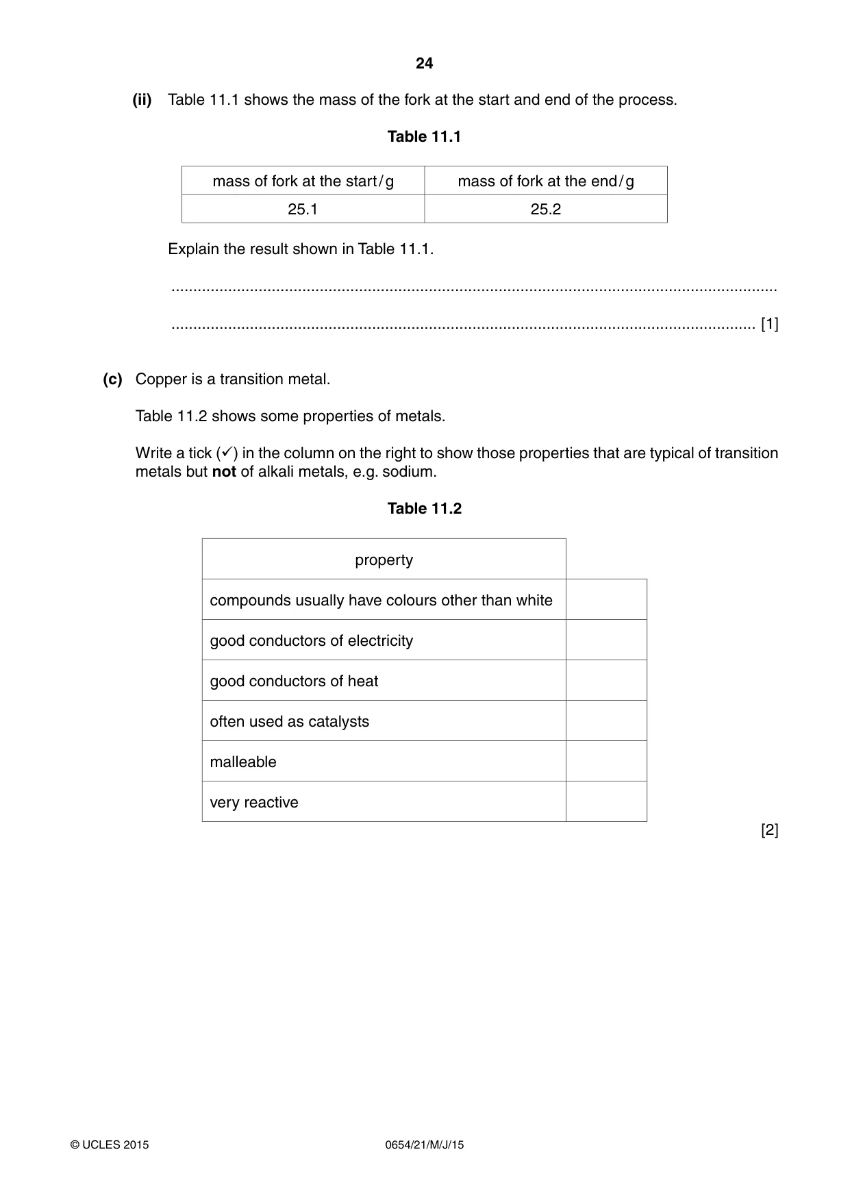Cambridge IGCSE Sciences - Co-ordinated (Double) 0654 2015 May/June Paper 2 · Variant 1 question paper, page 24 of 32