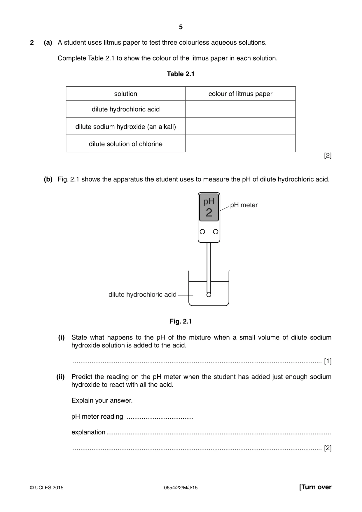 Cambridge IGCSE Sciences - Co-ordinated (Double) 0654 2015 May/June Paper 2 · Variant 2 question paper, page 5 of 28