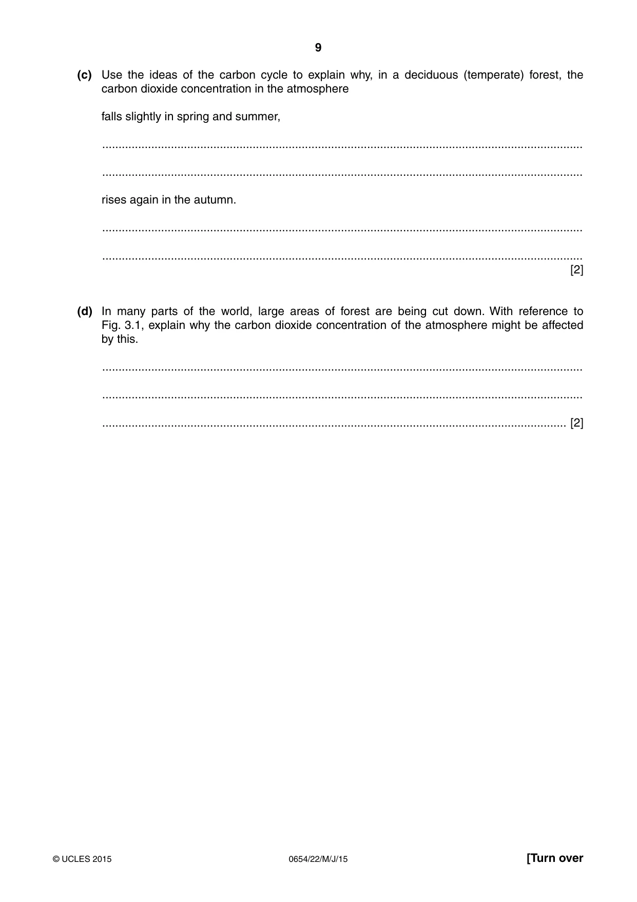 Cambridge IGCSE Sciences - Co-ordinated (Double) 0654 2015 May/June Paper 2 · Variant 2 question paper, page 9 of 28