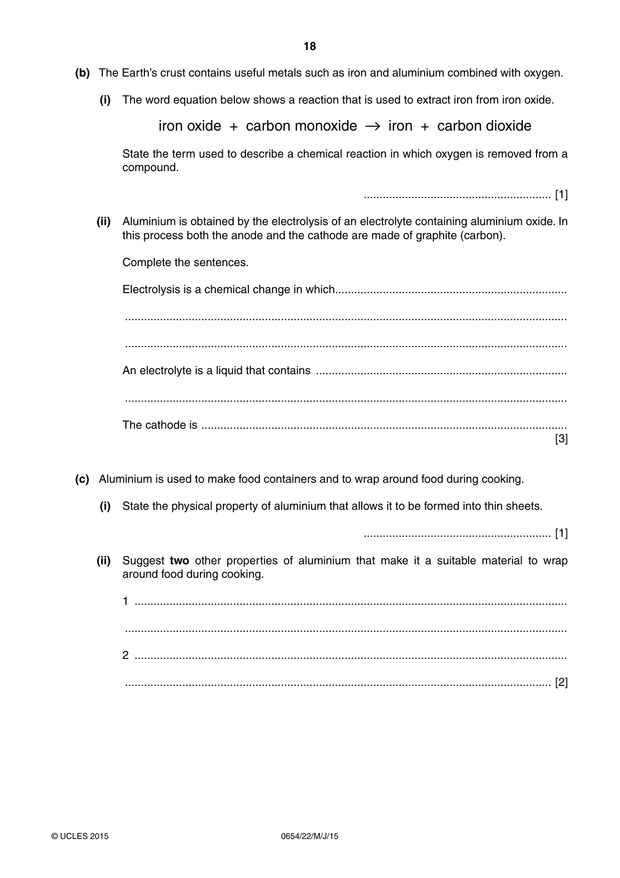 Cambridge IGCSE Sciences - Co-ordinated (Double) 0654 2015 May/June Paper 2 · Variant 2 question paper, page 18 of 28