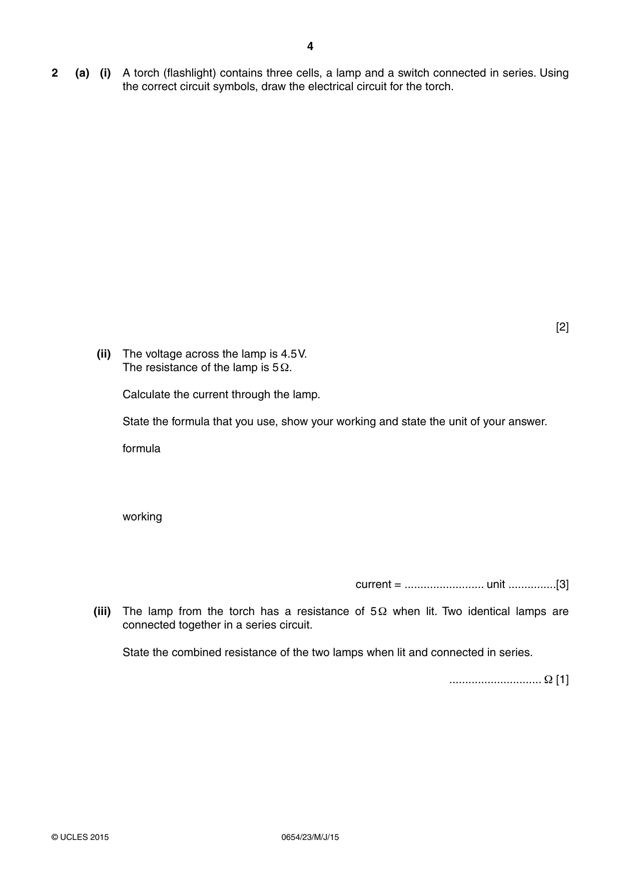 Cambridge IGCSE Sciences - Co-ordinated (Double) 0654 2015 May/June Paper 2 · Variant 3 question paper, page 4 of 28