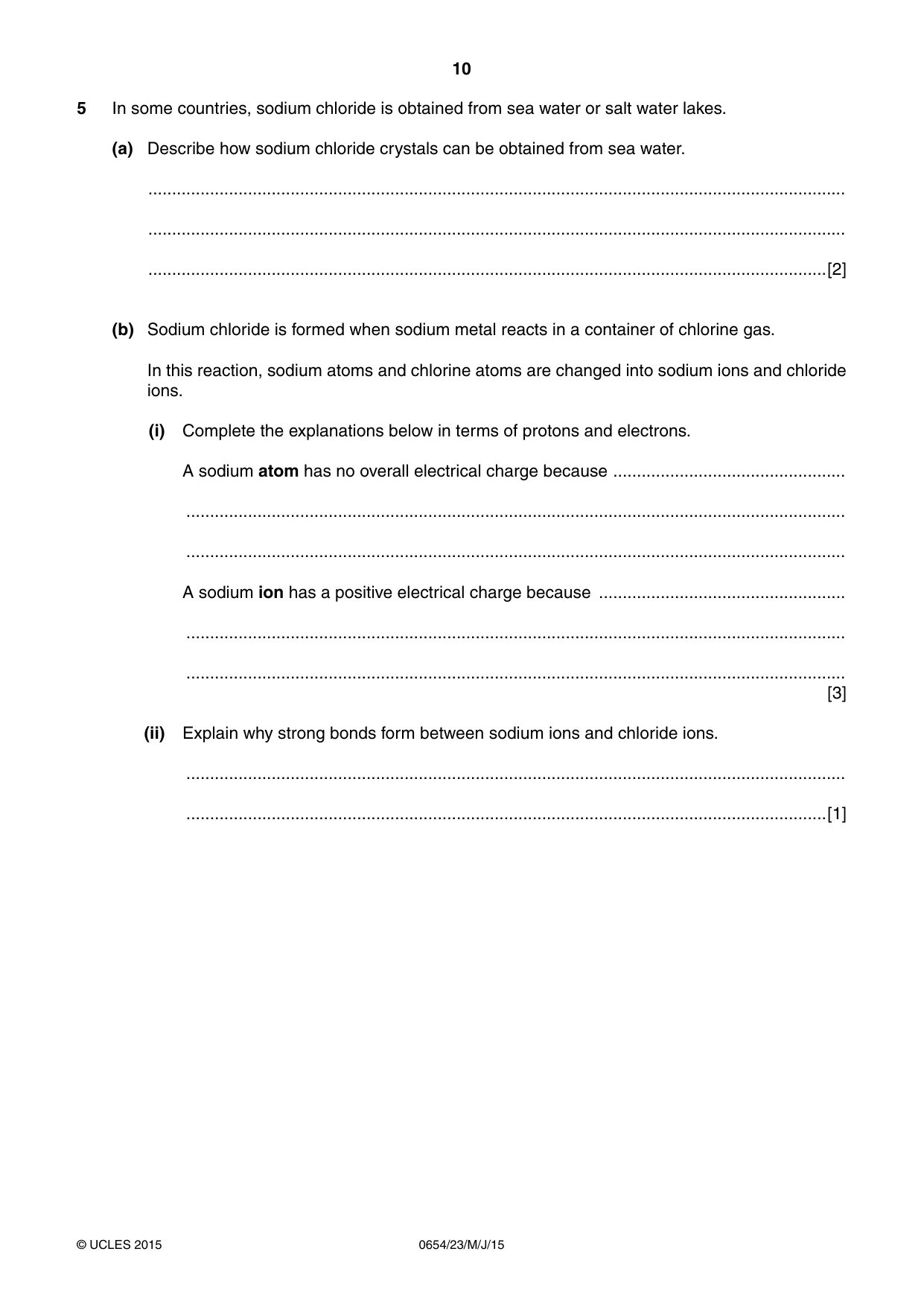 Cambridge IGCSE Sciences - Co-ordinated (Double) 0654 2015 May/June Paper 2 · Variant 3 question paper, page 10 of 28