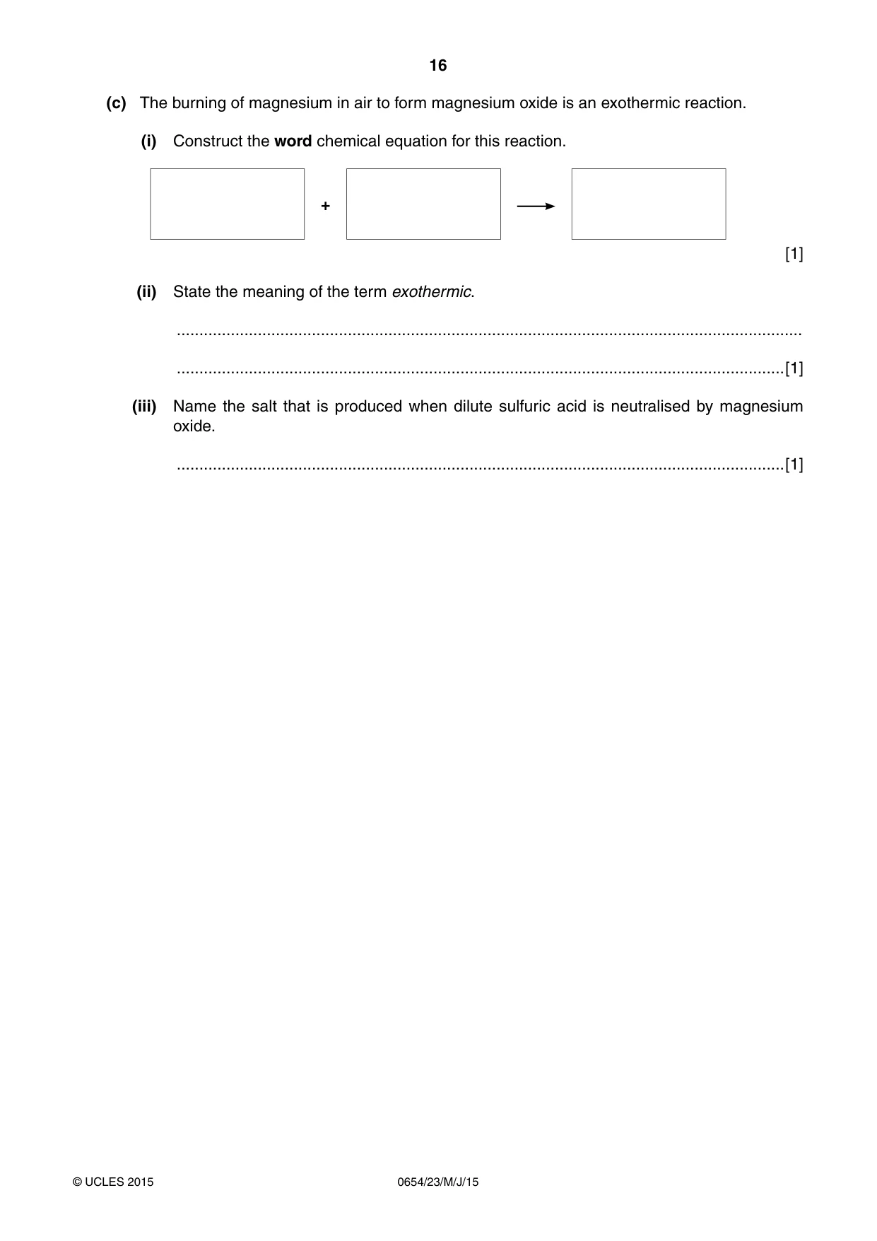 Cambridge IGCSE Sciences - Co-ordinated (Double) 0654 2015 May/June Paper 2 · Variant 3 question paper, page 16 of 28
