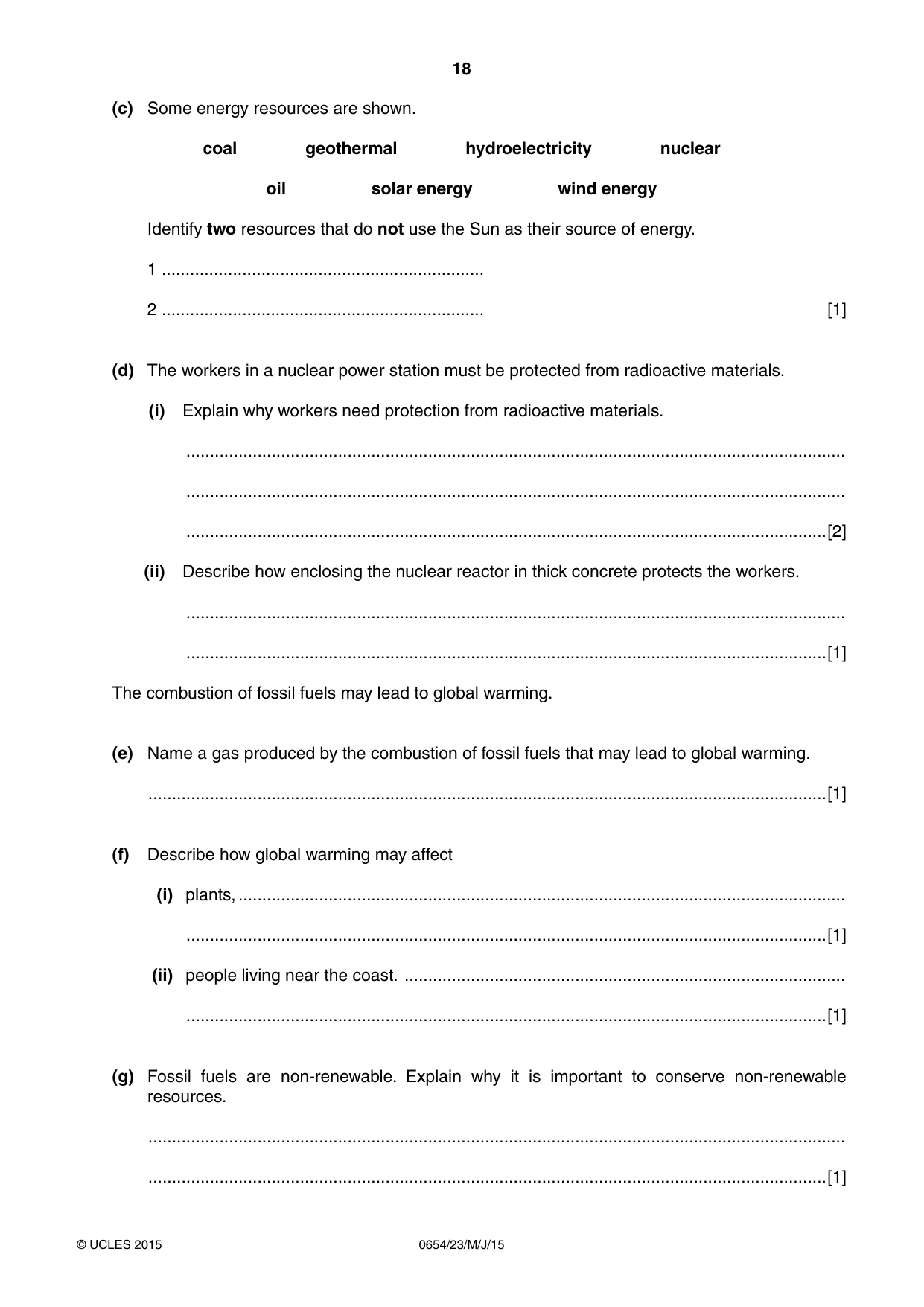 Cambridge IGCSE Sciences - Co-ordinated (Double) 0654 2015 May/June Paper 2 · Variant 3 question paper, page 18 of 28