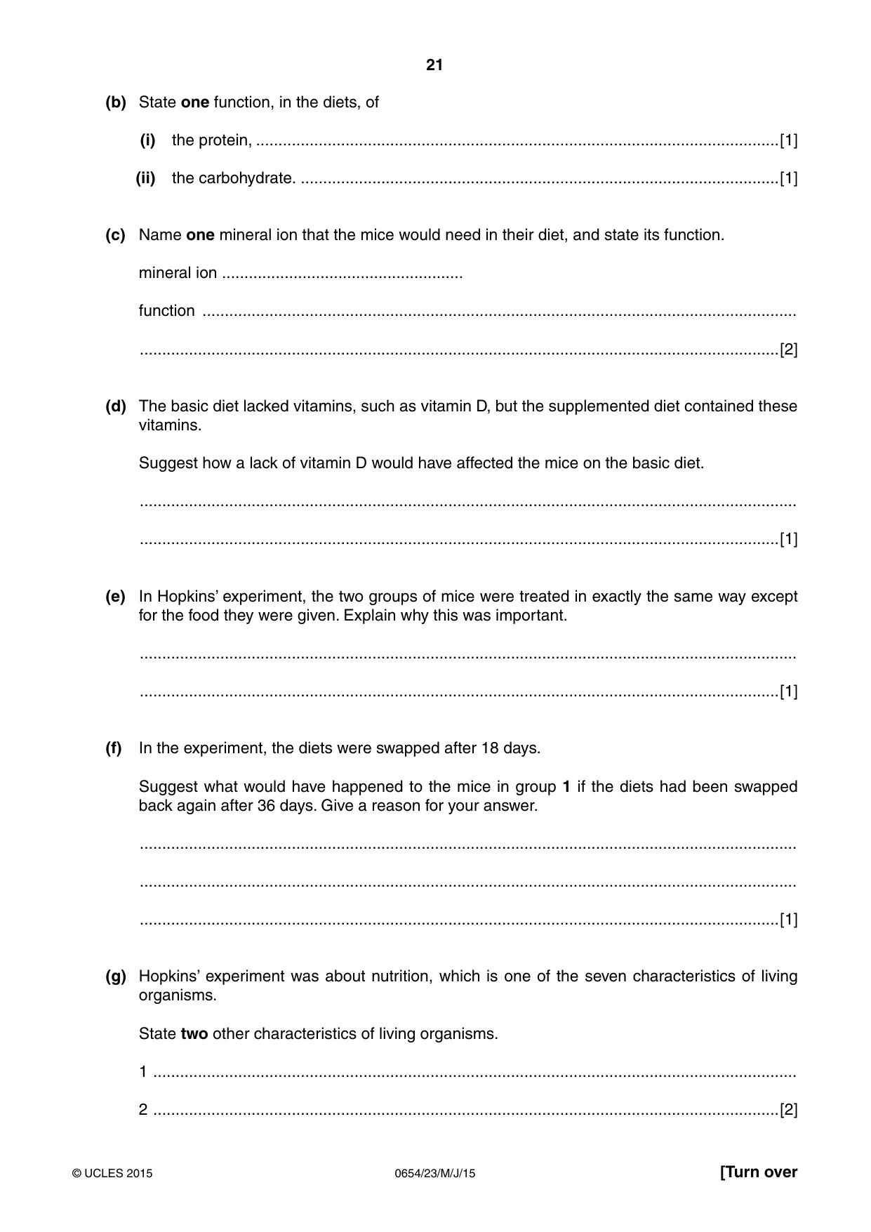 Cambridge IGCSE Sciences - Co-ordinated (Double) 0654 2015 May/June Paper 2 · Variant 3 question paper, page 21 of 28