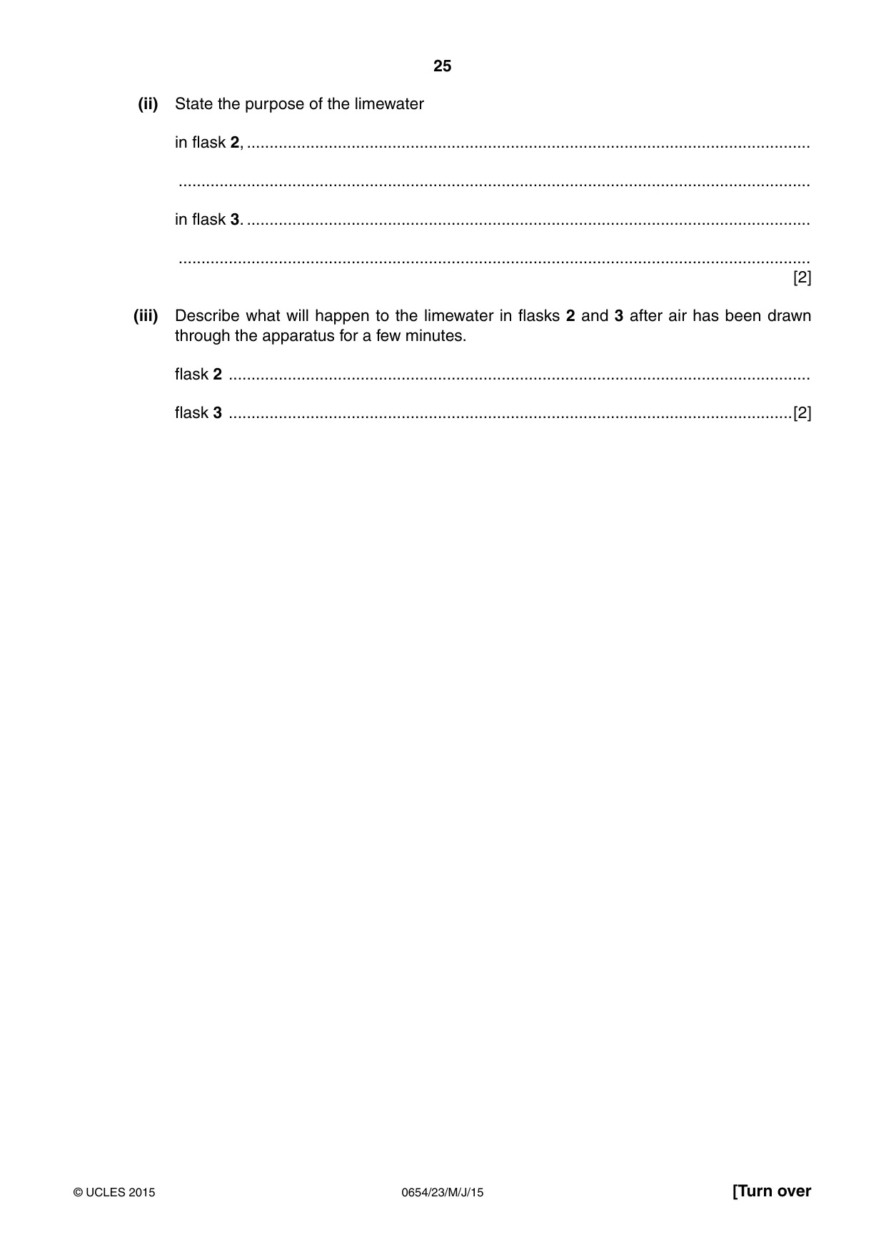 Cambridge IGCSE Sciences - Co-ordinated (Double) 0654 2015 May/June Paper 2 · Variant 3 question paper, page 25 of 28