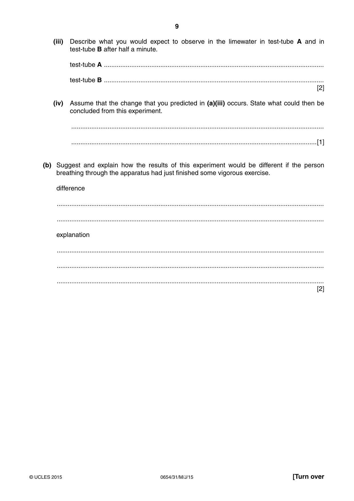 Cambridge IGCSE Sciences - Co-ordinated (Double) 0654 2015 May/June Paper 3 · Variant 1 question paper, page 9 of 32